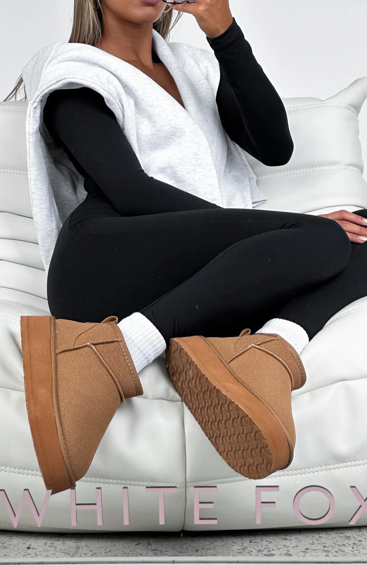 White Fox Boutique Jet Setter Platform Snug Boots Chestnut brown Flash Sale
