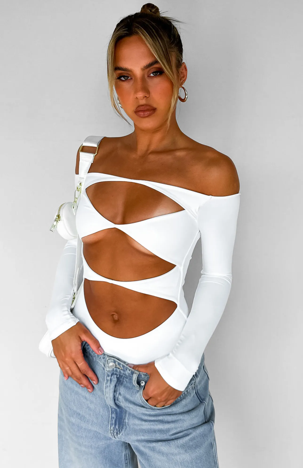 White Fox Boutique Just The Intro Bodysuit white Clearance