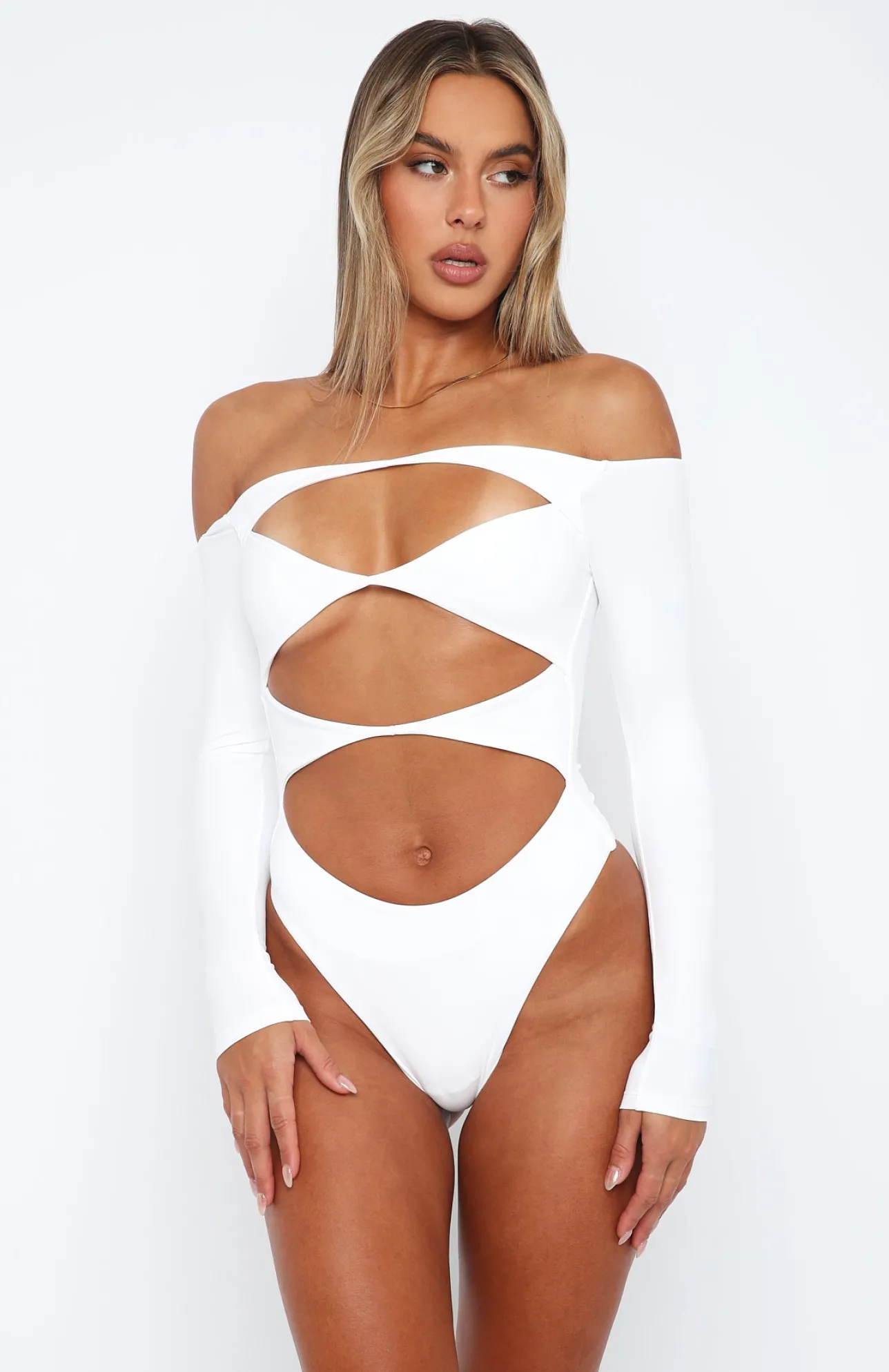 White Fox Boutique Just The Intro Bodysuit white Clearance
