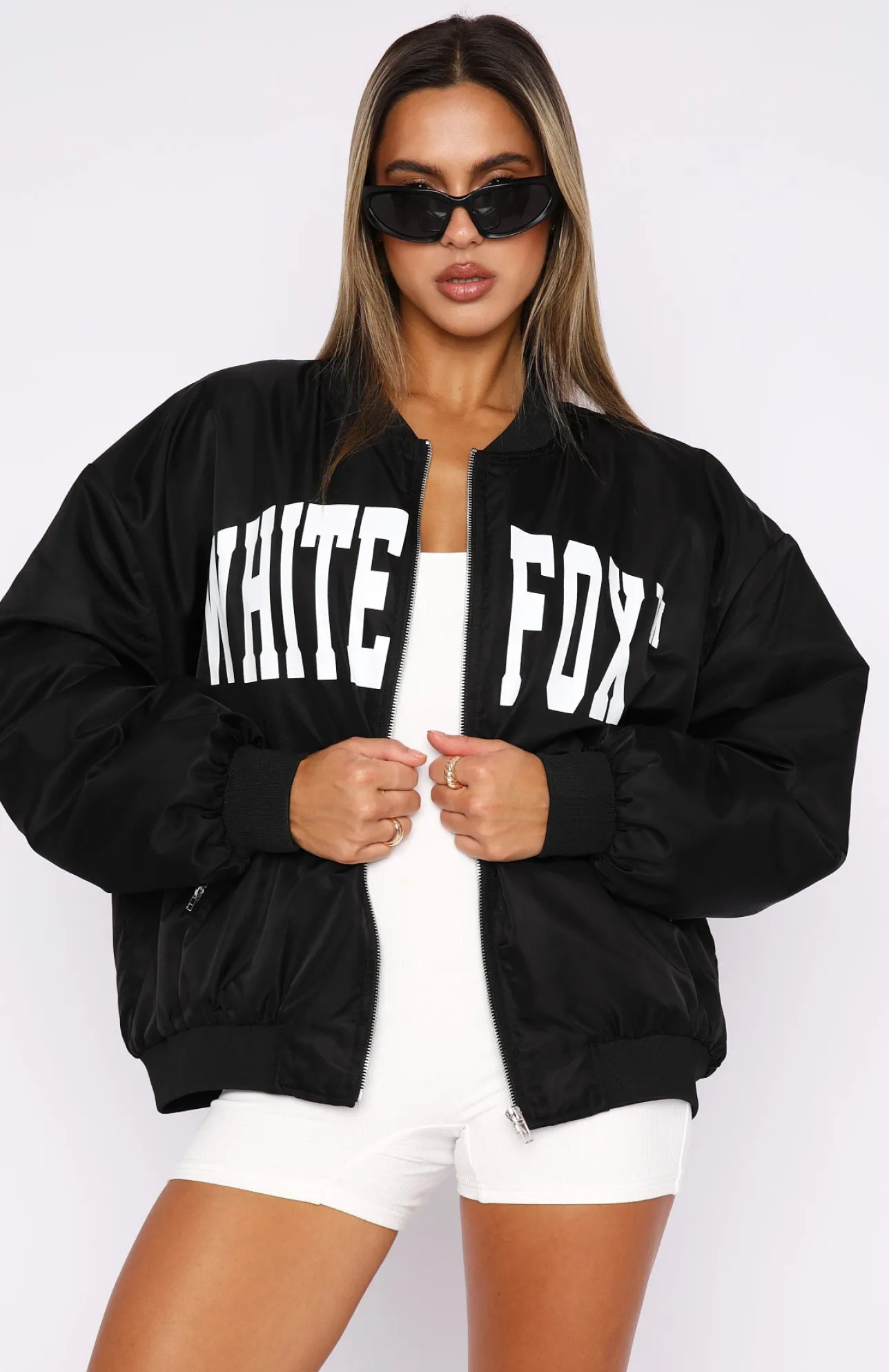White Fox Boutique Just Us Bomber Jacket black Sale