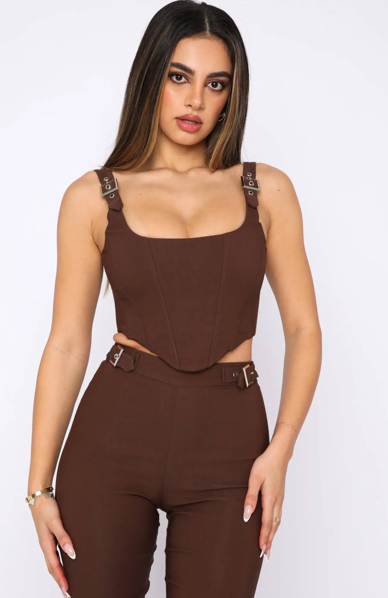 White Fox Boutique Keep Me Close Bustier Chocolate brown New