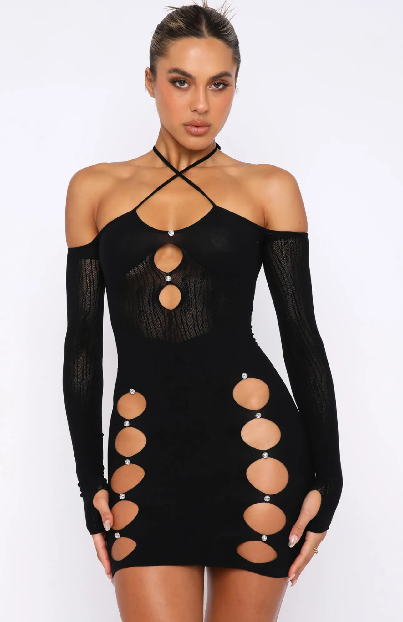 White Fox Boutique Keep On Looking Mini Dress black New