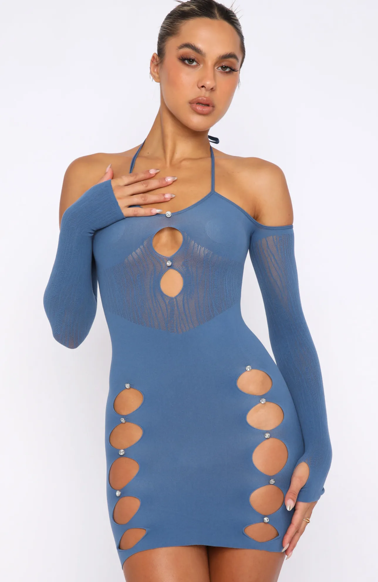 White Fox Boutique Keep On Looking Mini Dress Moonlight blue Store