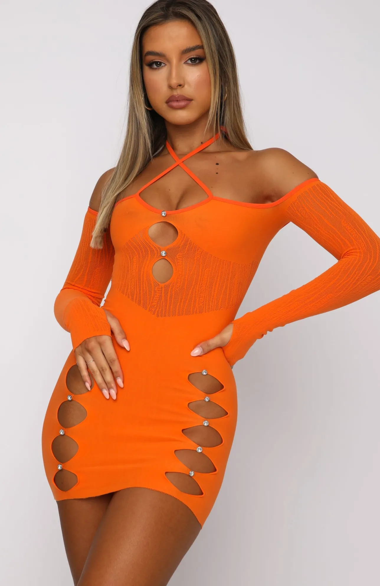 White Fox Boutique Keep On Looking Mini Dress orange Cheap
