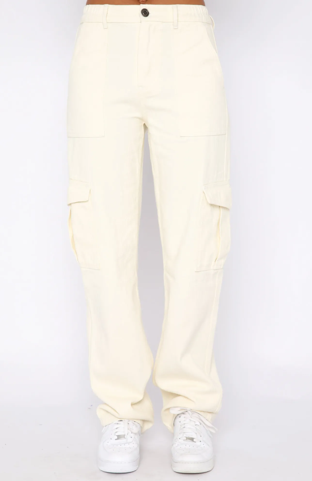 White Fox Boutique Keep On Moving Cargo Pants Cream white Store