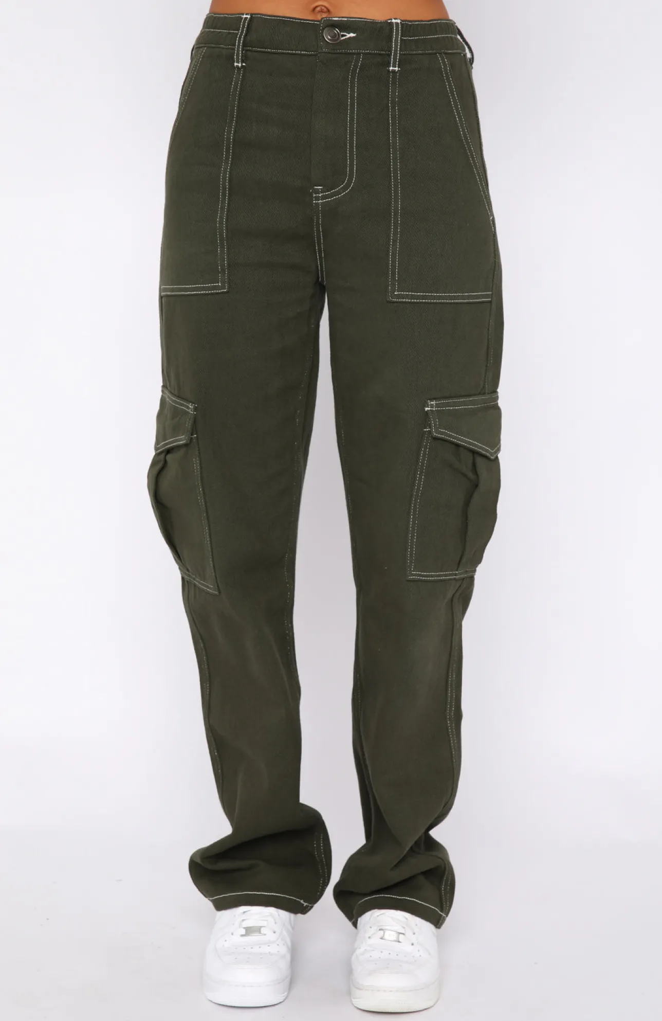 White Fox Boutique Keep On Moving Cargo Pants Khaki green Shop