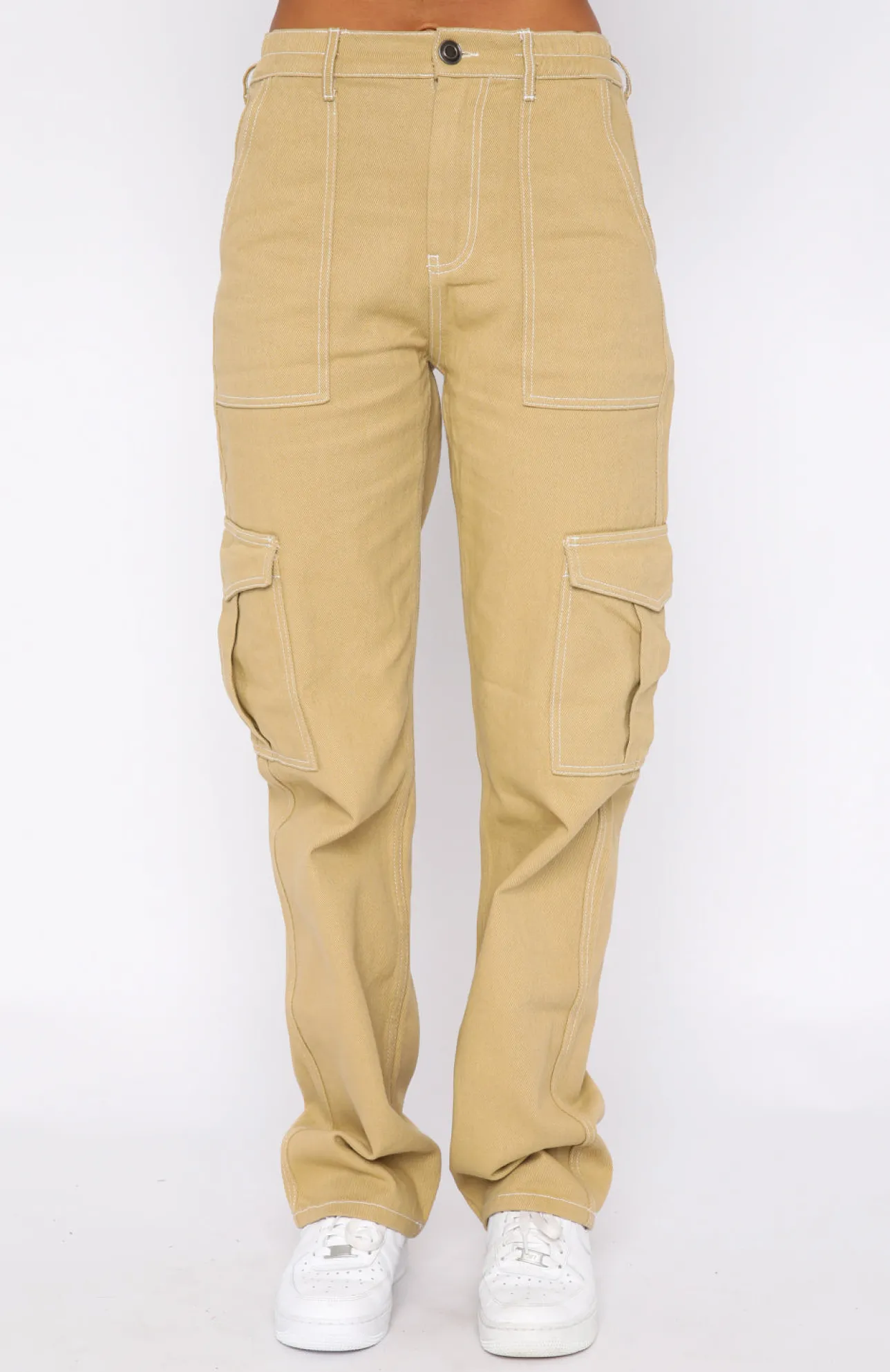 White Fox Boutique Keep On Moving Cargo Pants Sand nude Shop