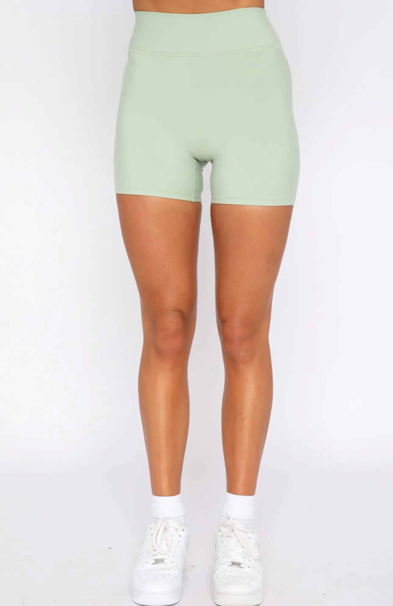 White Fox Boutique Keep Up High Waisted Shorts Sage green Clearance