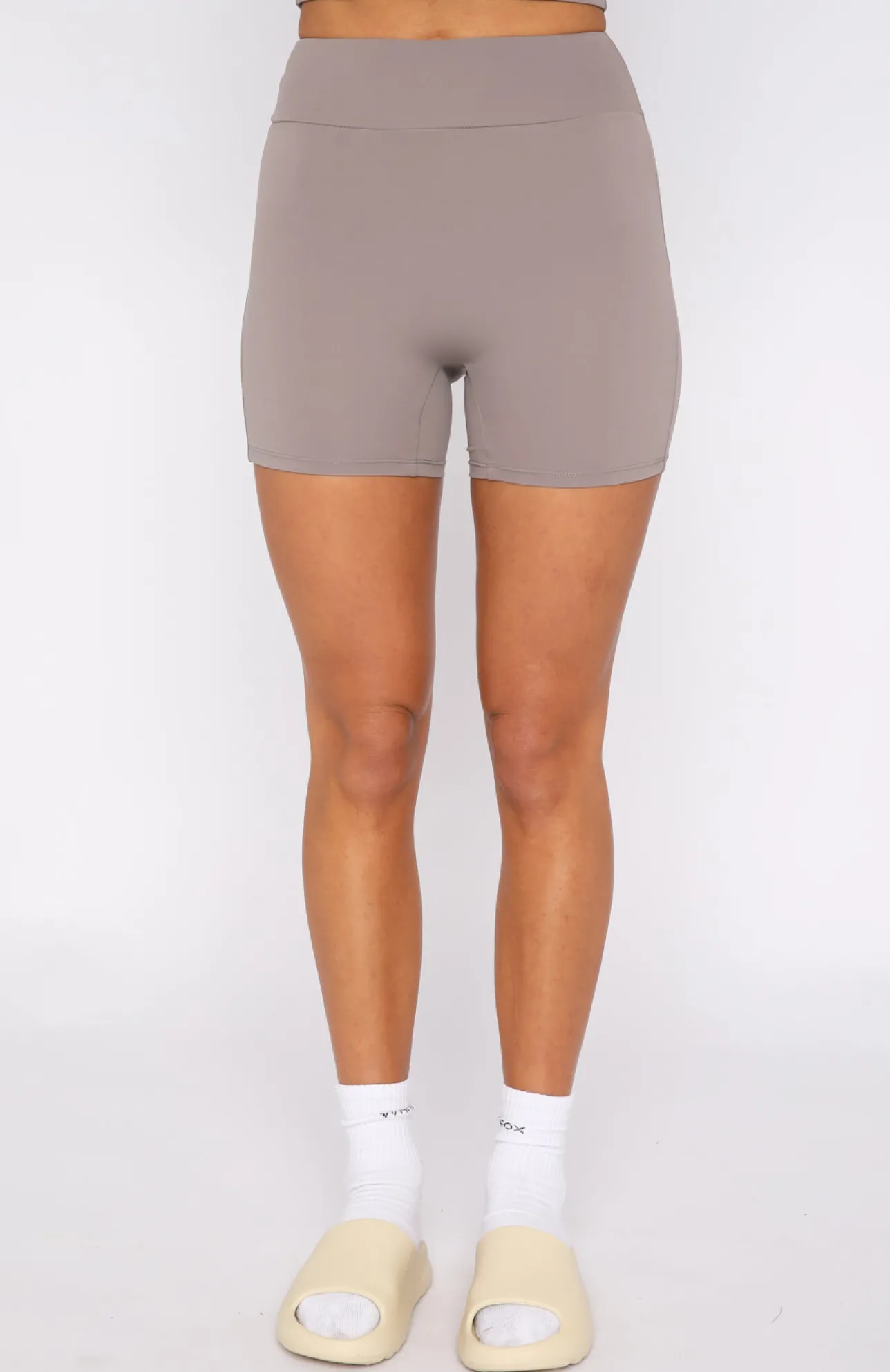 White Fox Boutique Keeping Busy Bike Shorts Mocha brown New