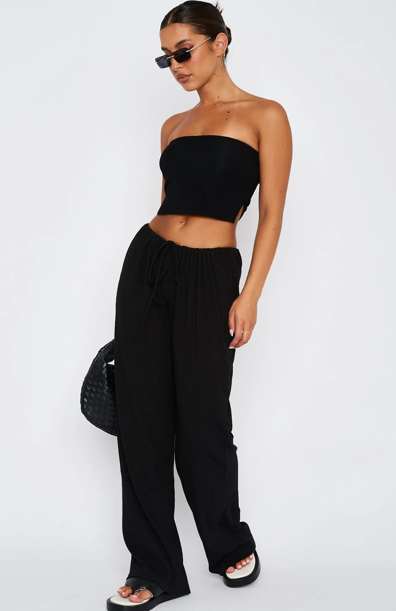 White Fox Boutique Keeping Score Pants black Discount
