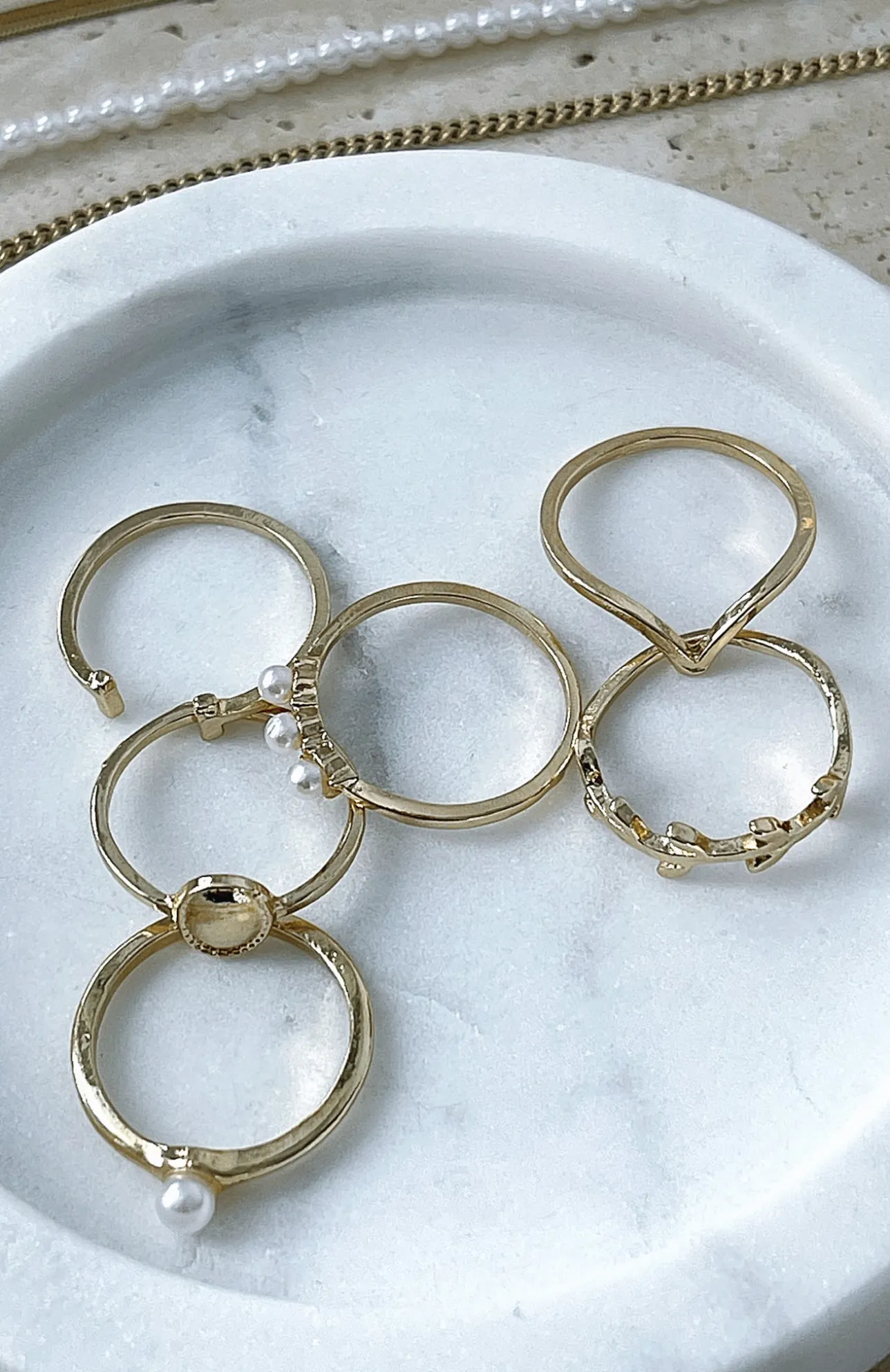 White Fox Boutique Kiki Ring Set gold Cheap