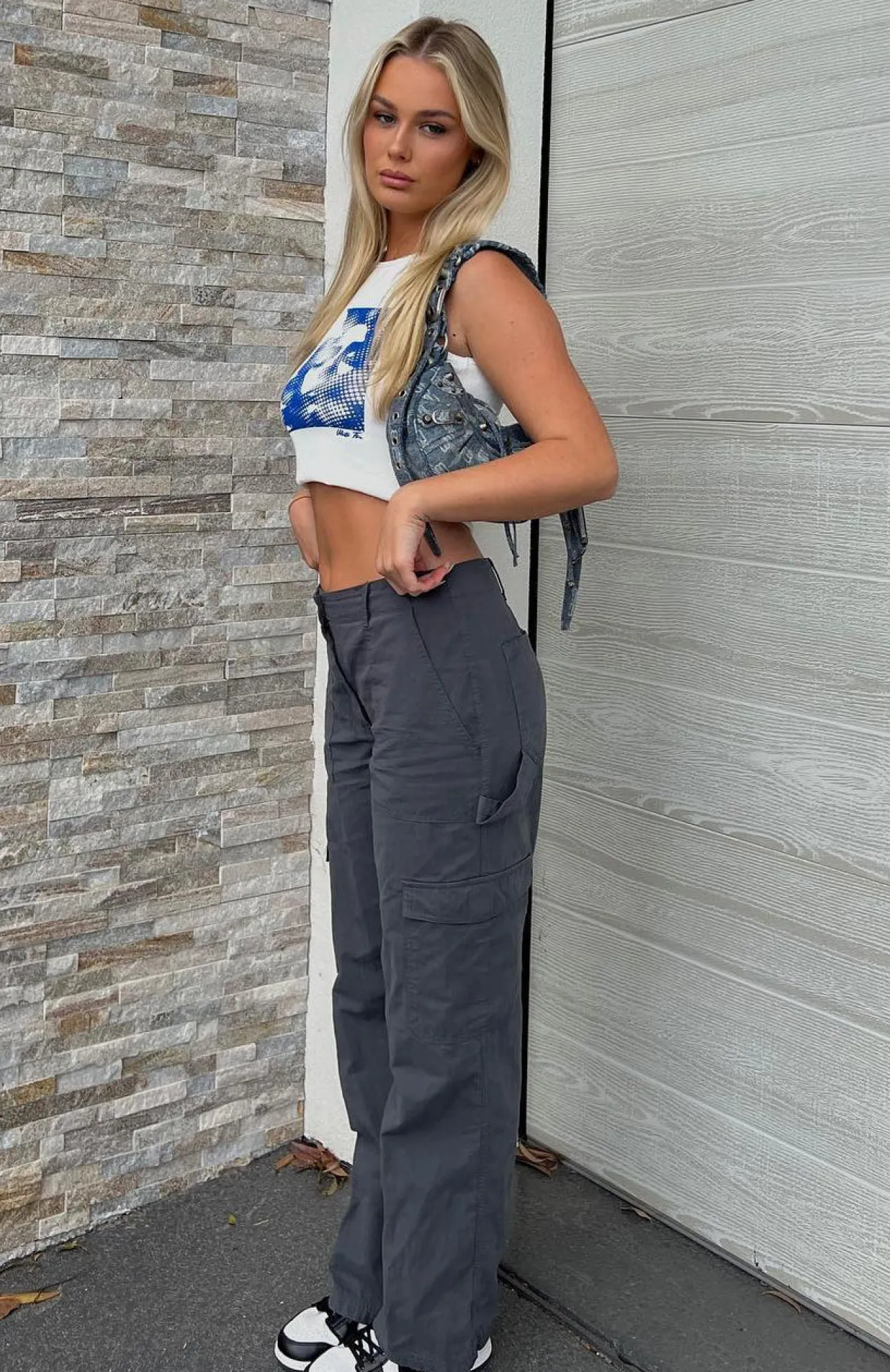 White Fox Boutique Know Your Worth Cargo Pants Charcoal grey Sale