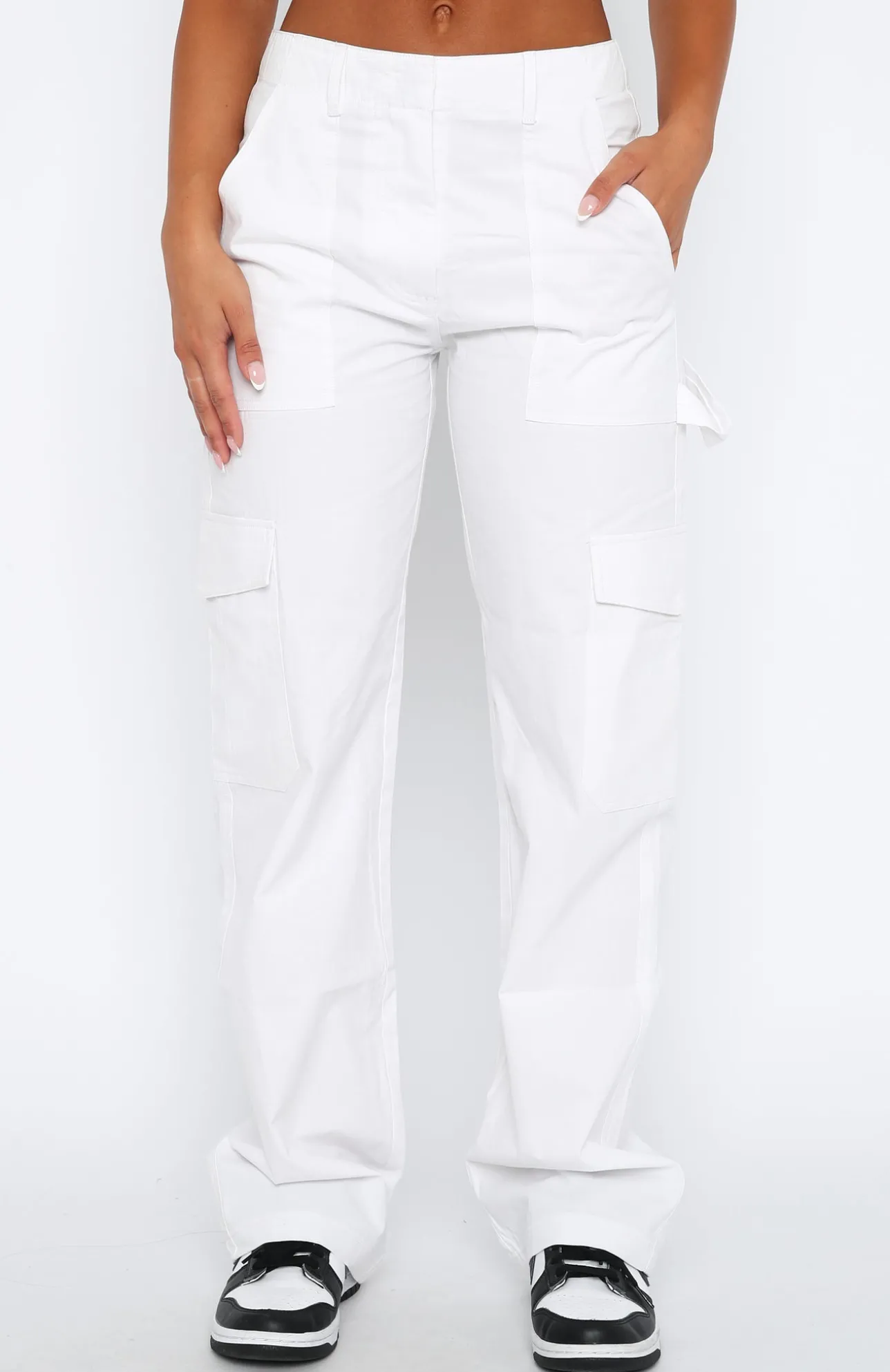 White Fox Boutique Know Your Worth Cargo Pants white New
