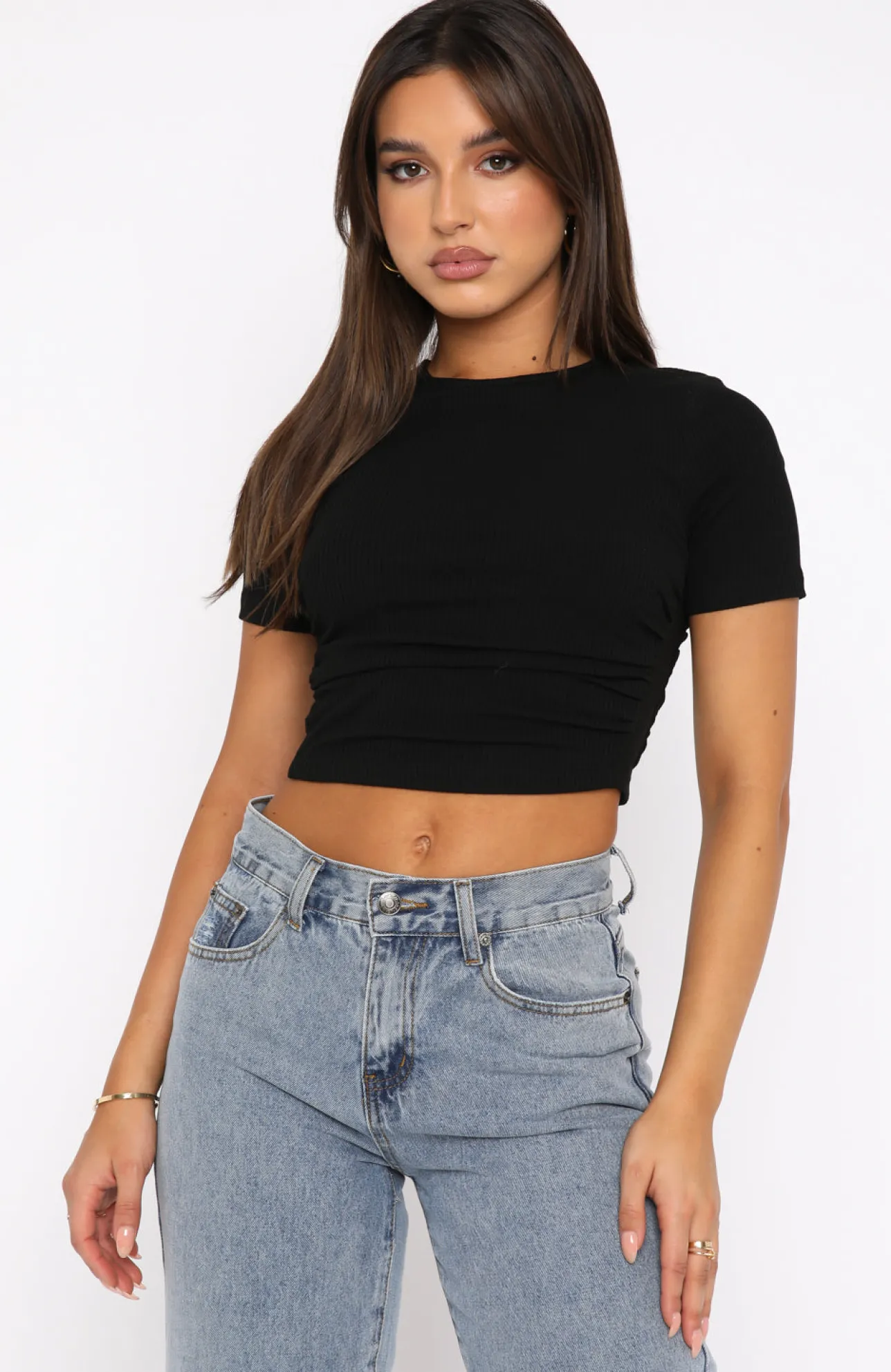 White Fox Boutique Last One Standing Ribbed Crop black Sale