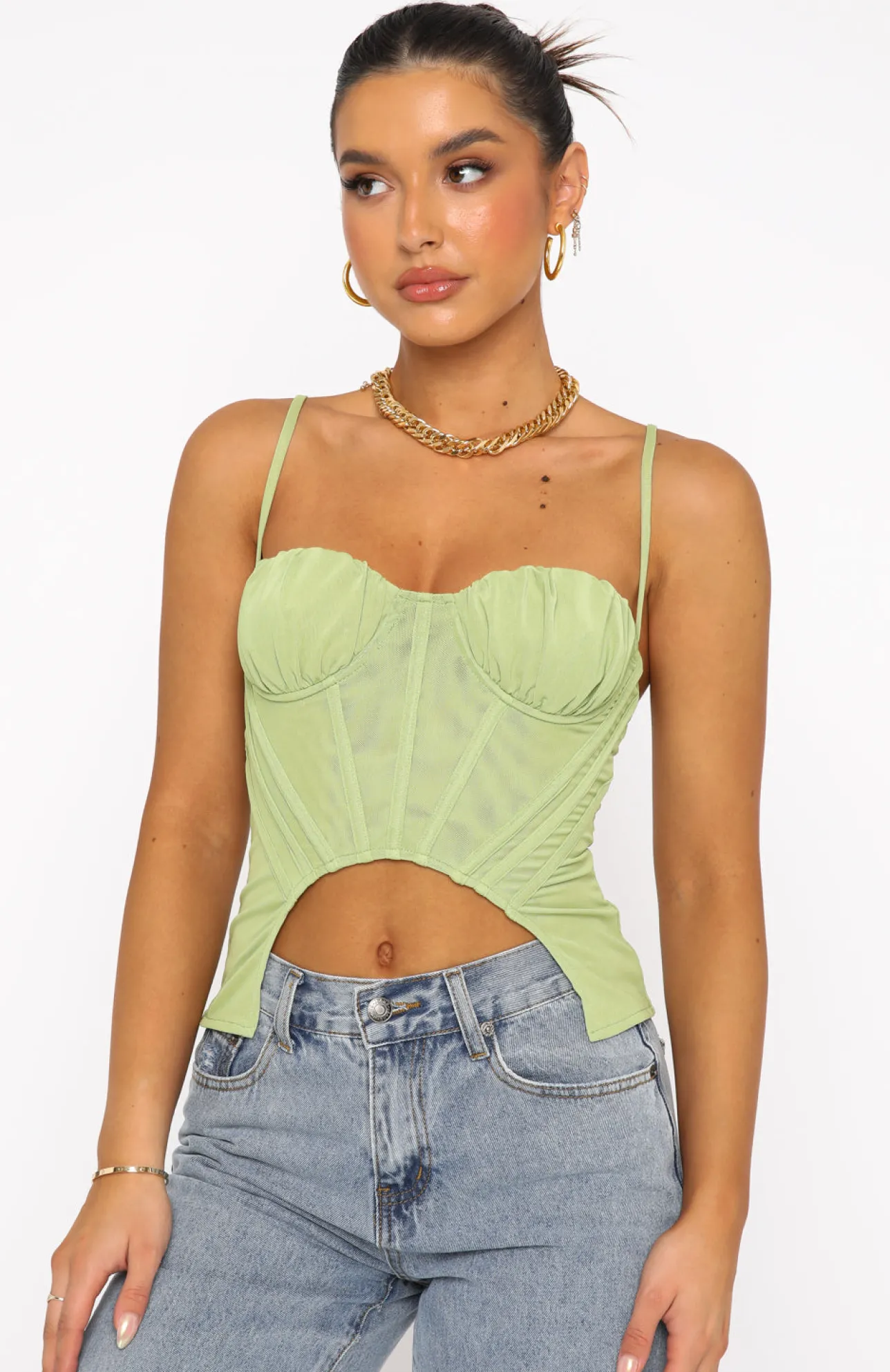 White Fox Boutique Lasting Love Bustier Matcha green Flash Sale