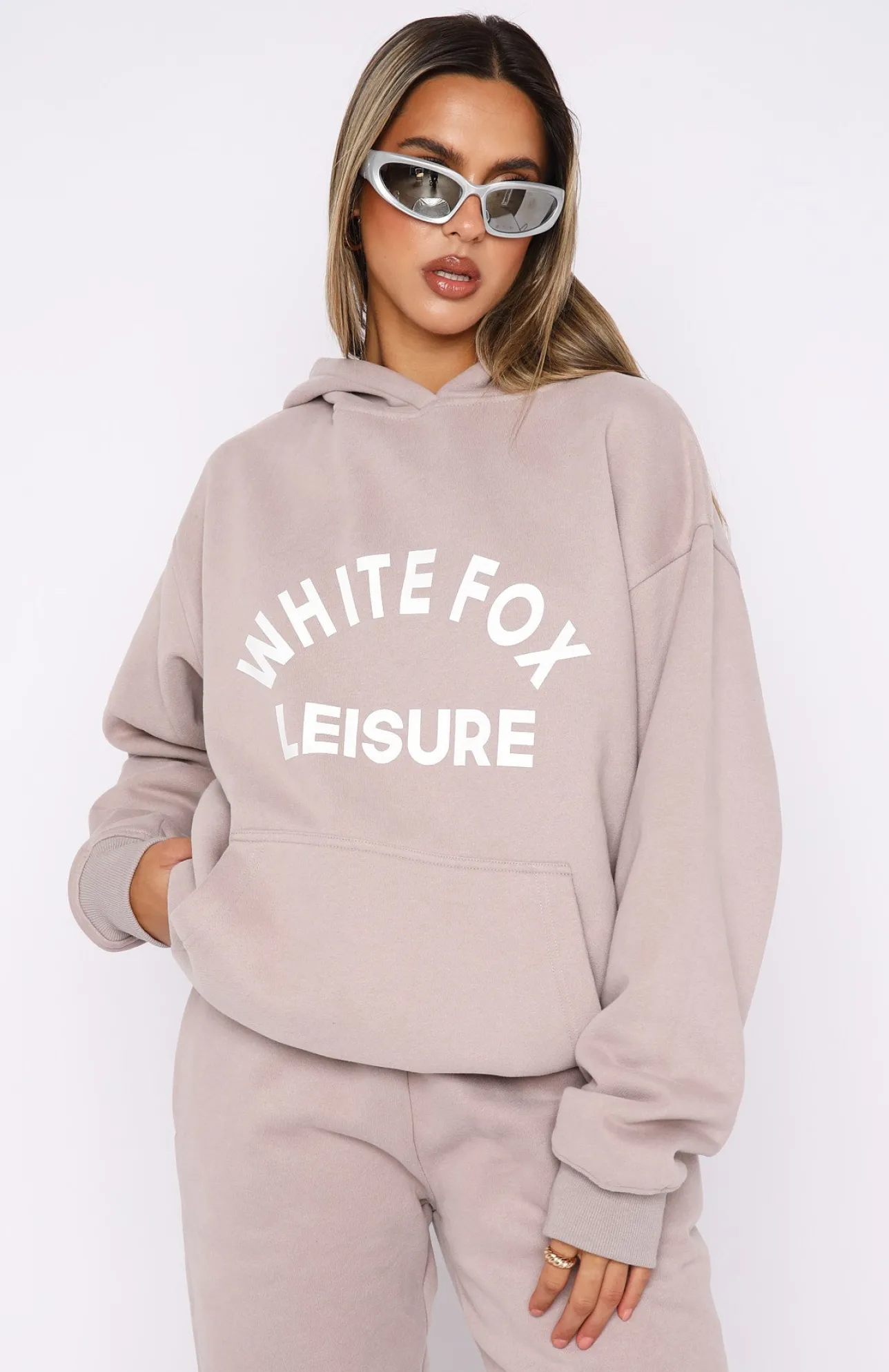 White Fox Boutique Leisure Club Oversized Hoodie Taupe brown Best Sale