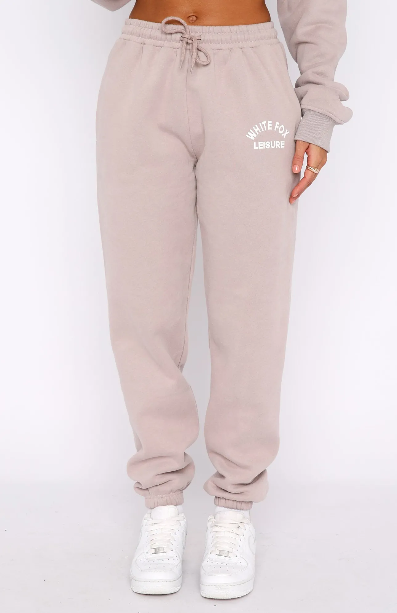 White Fox Boutique Leisure Club Sweatpants Taupe brown Clearance