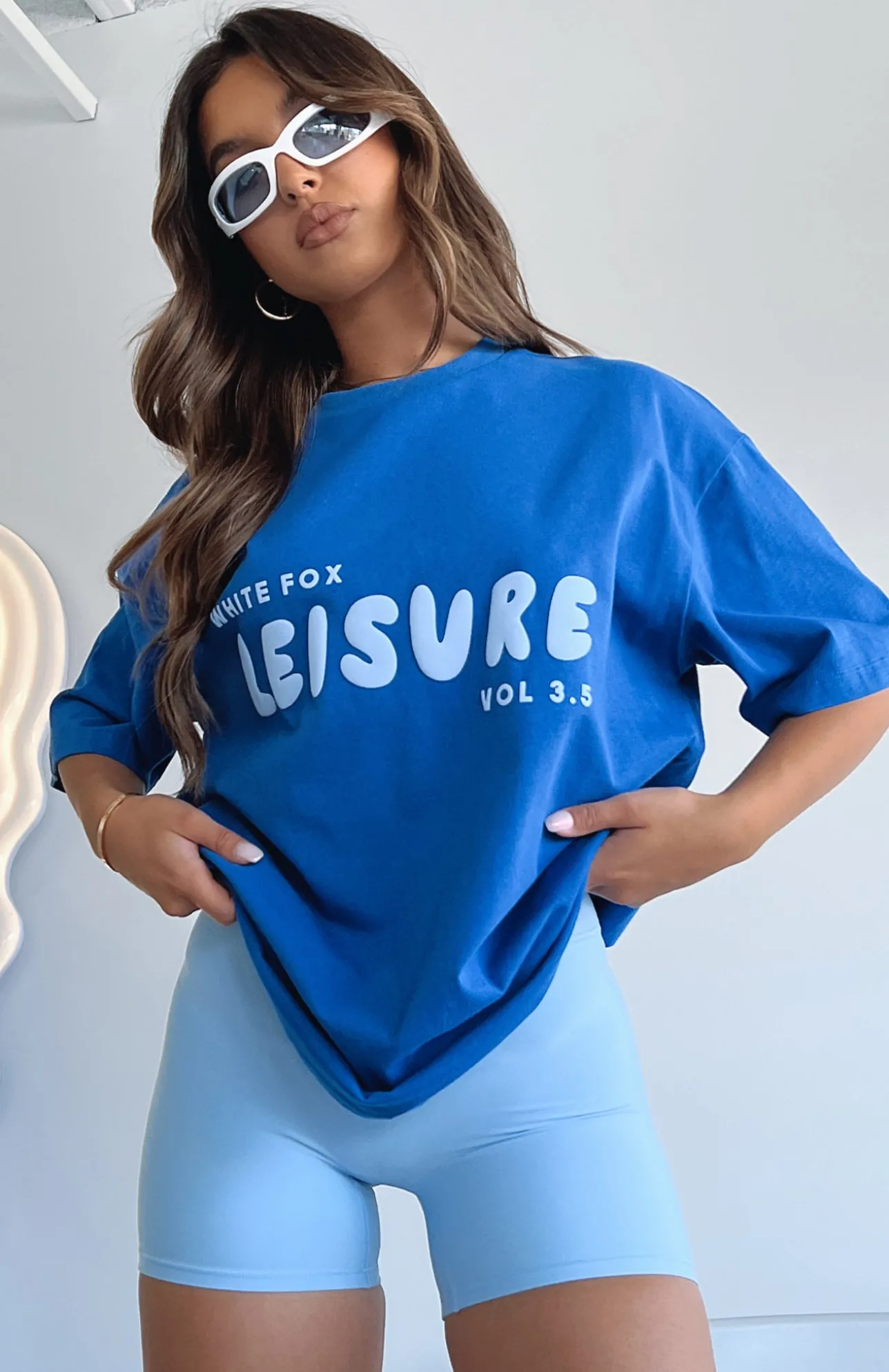White Fox Boutique Leisure Series Oversized Tee Cobalt blue Clearance