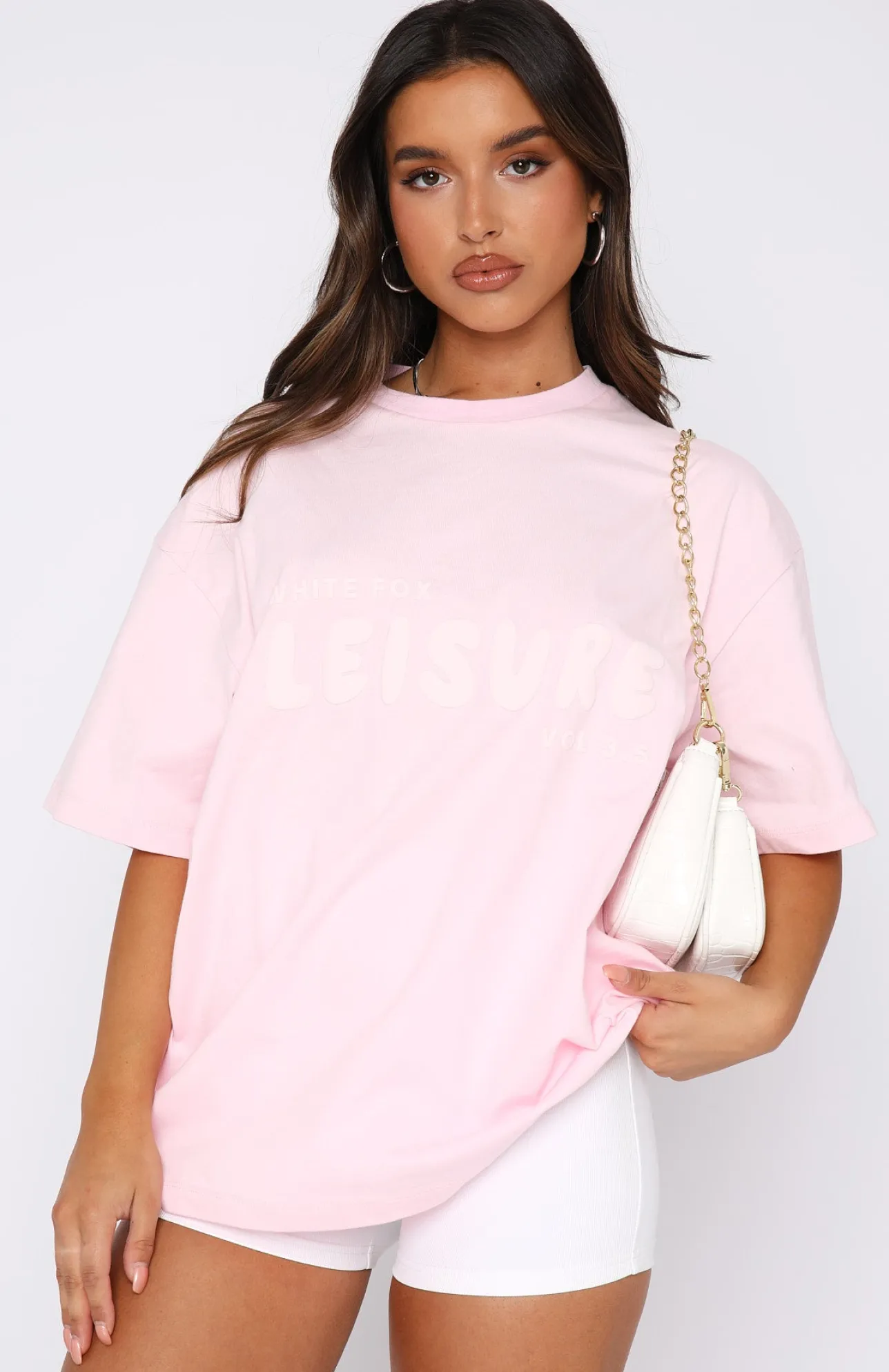 White Fox Boutique Leisure Series Oversized Tee Posy pink Cheap