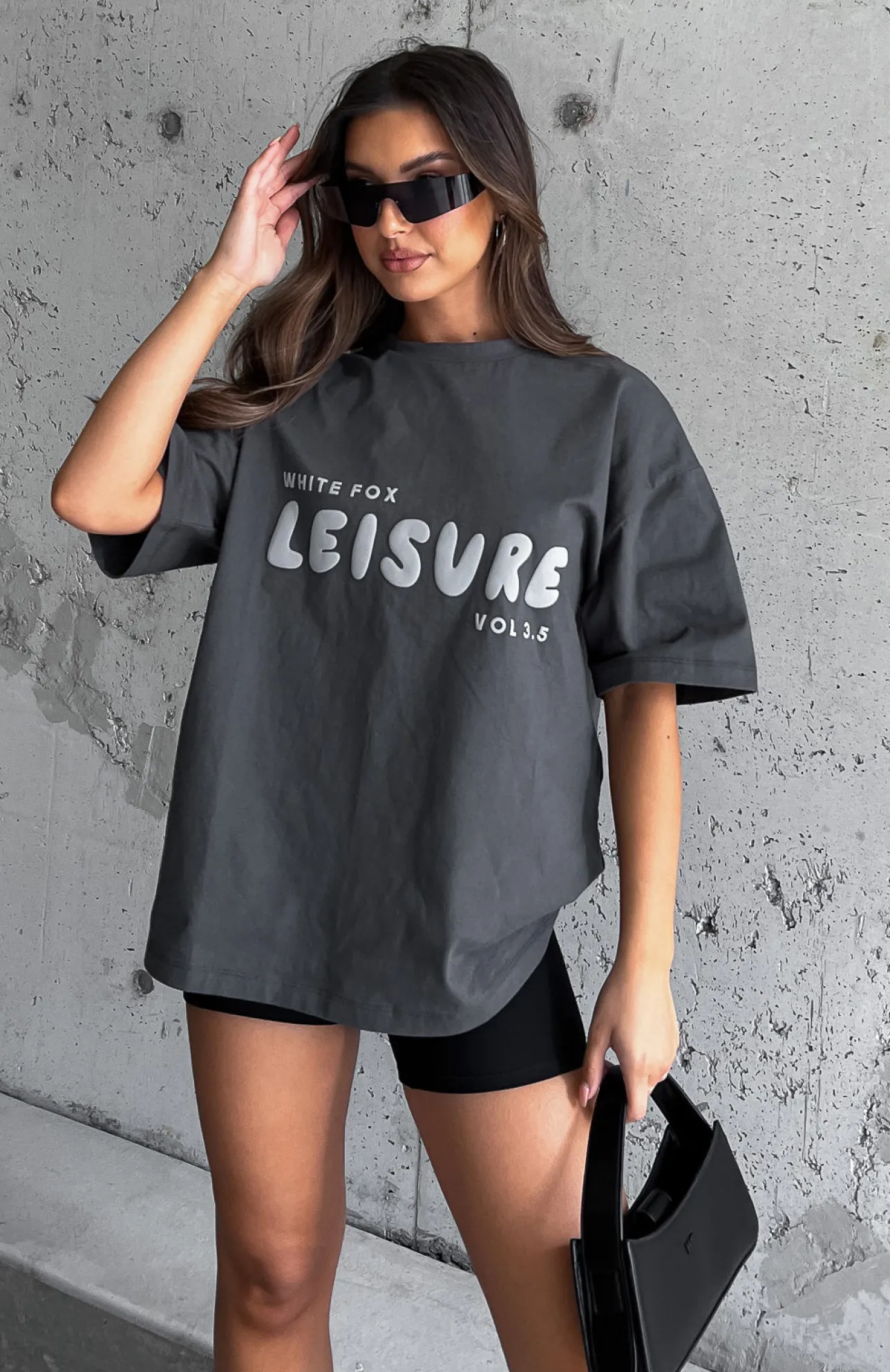 White Fox Boutique Leisure Series Oversized Tee Shadow grey Flash Sale