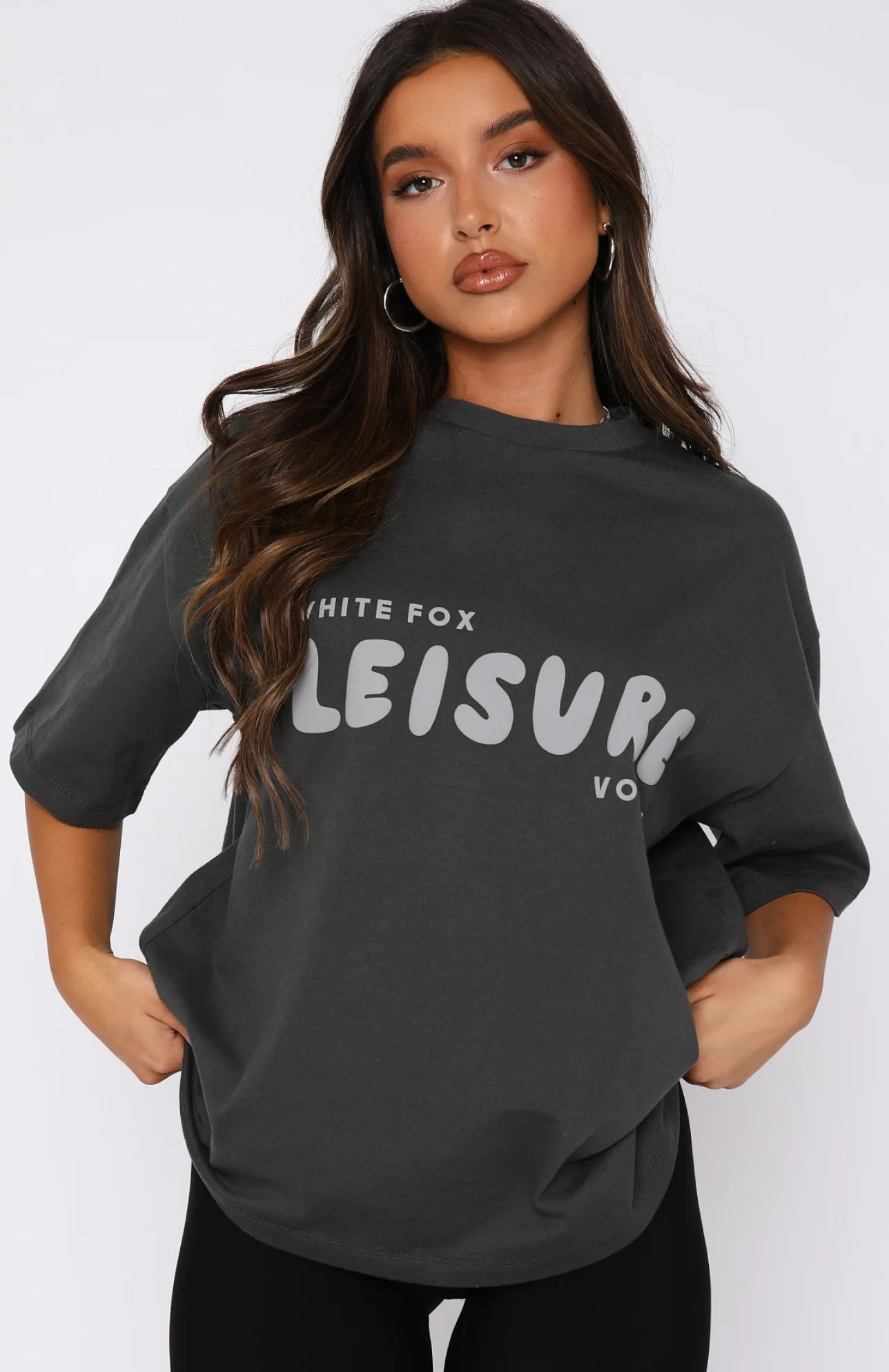 White Fox Boutique Leisure Series Oversized Tee Shadow grey Flash Sale