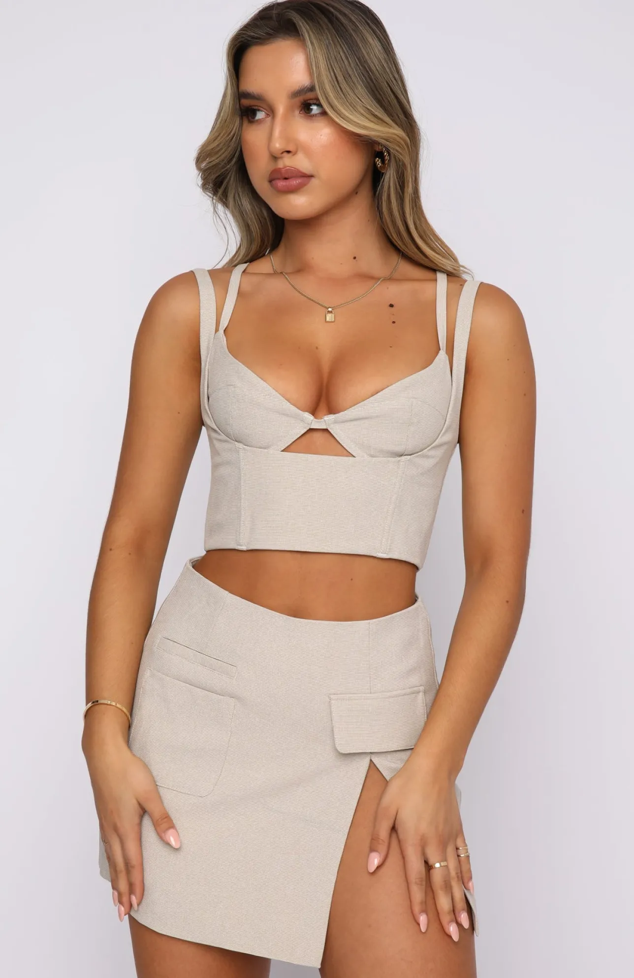 White Fox Boutique Let's Go Out Bustier Beige nude Shop
