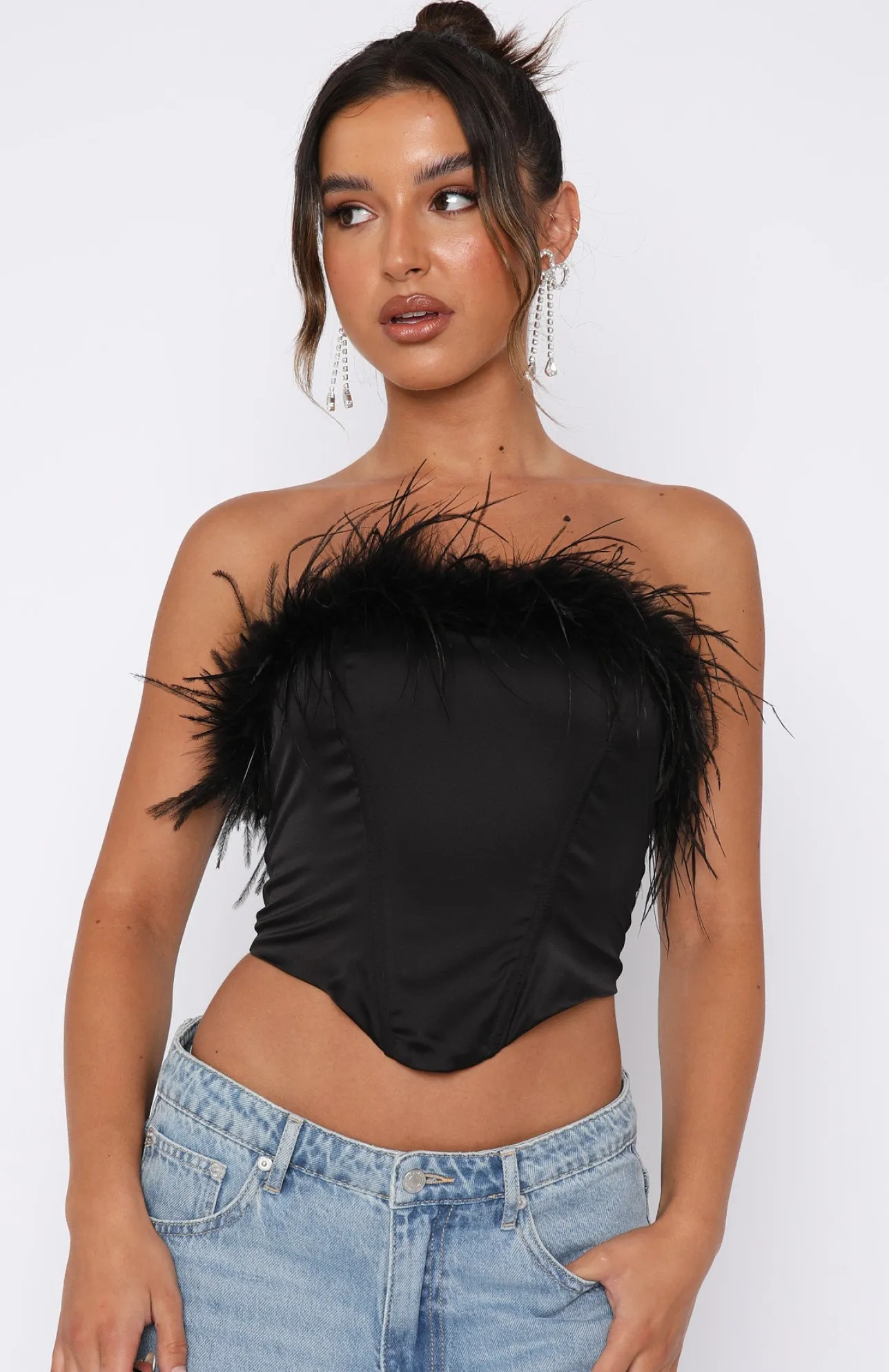 White Fox Boutique Levelled Up Bustier black Discount