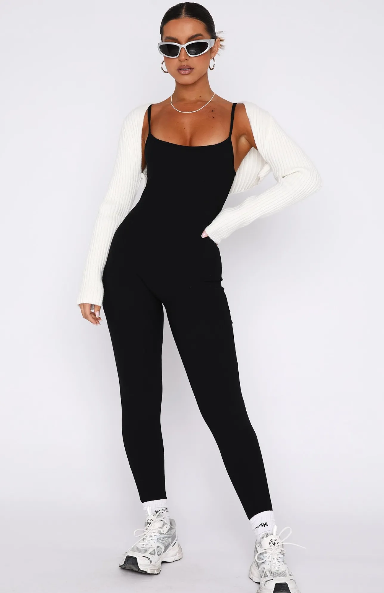 White Fox Boutique Life Is Short Ribbed Jumpsuit black Fashion