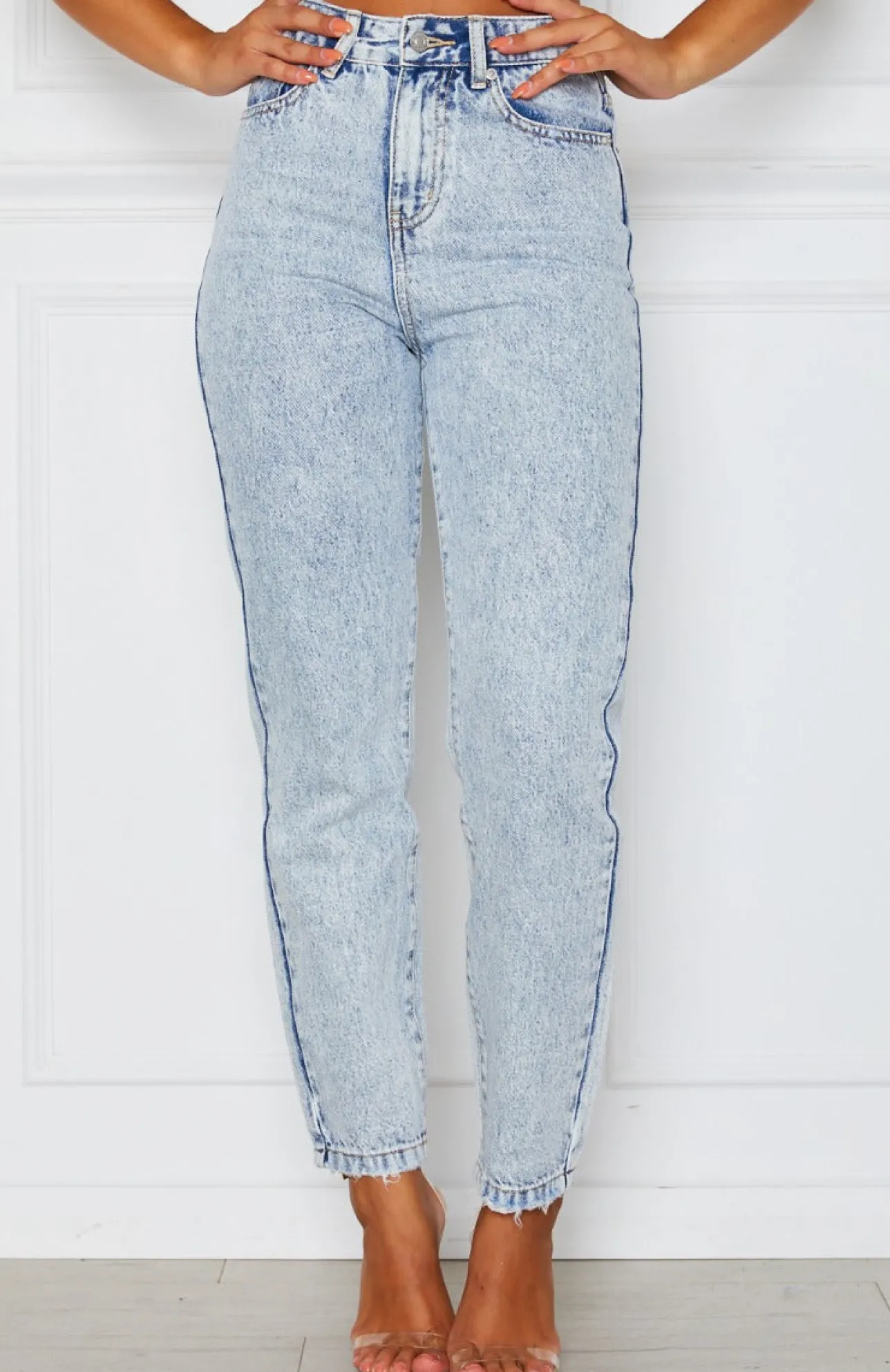 White Fox Boutique Like Duh! Boyfriend Jeans Washed Denim blue Best