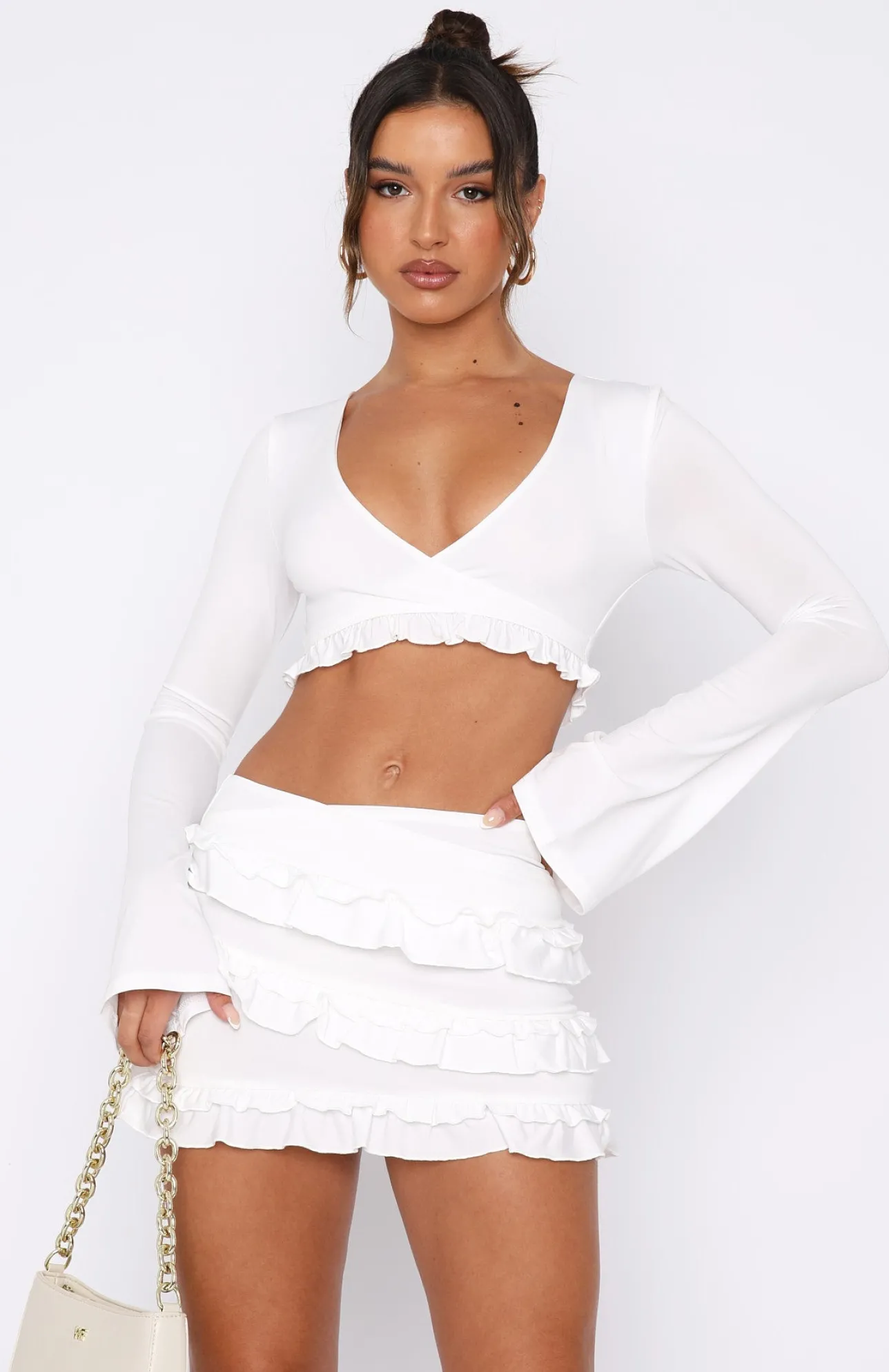White Fox Boutique Like Other Girls Long Sleeve Top white Store