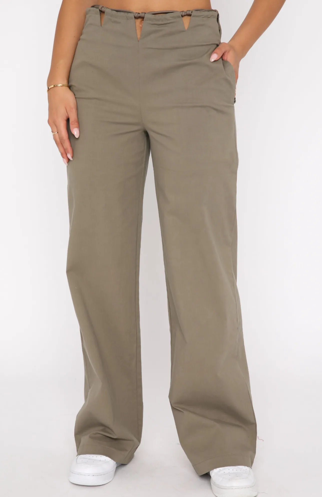 White Fox Boutique Like What You See Pants Taupe green Flash Sale