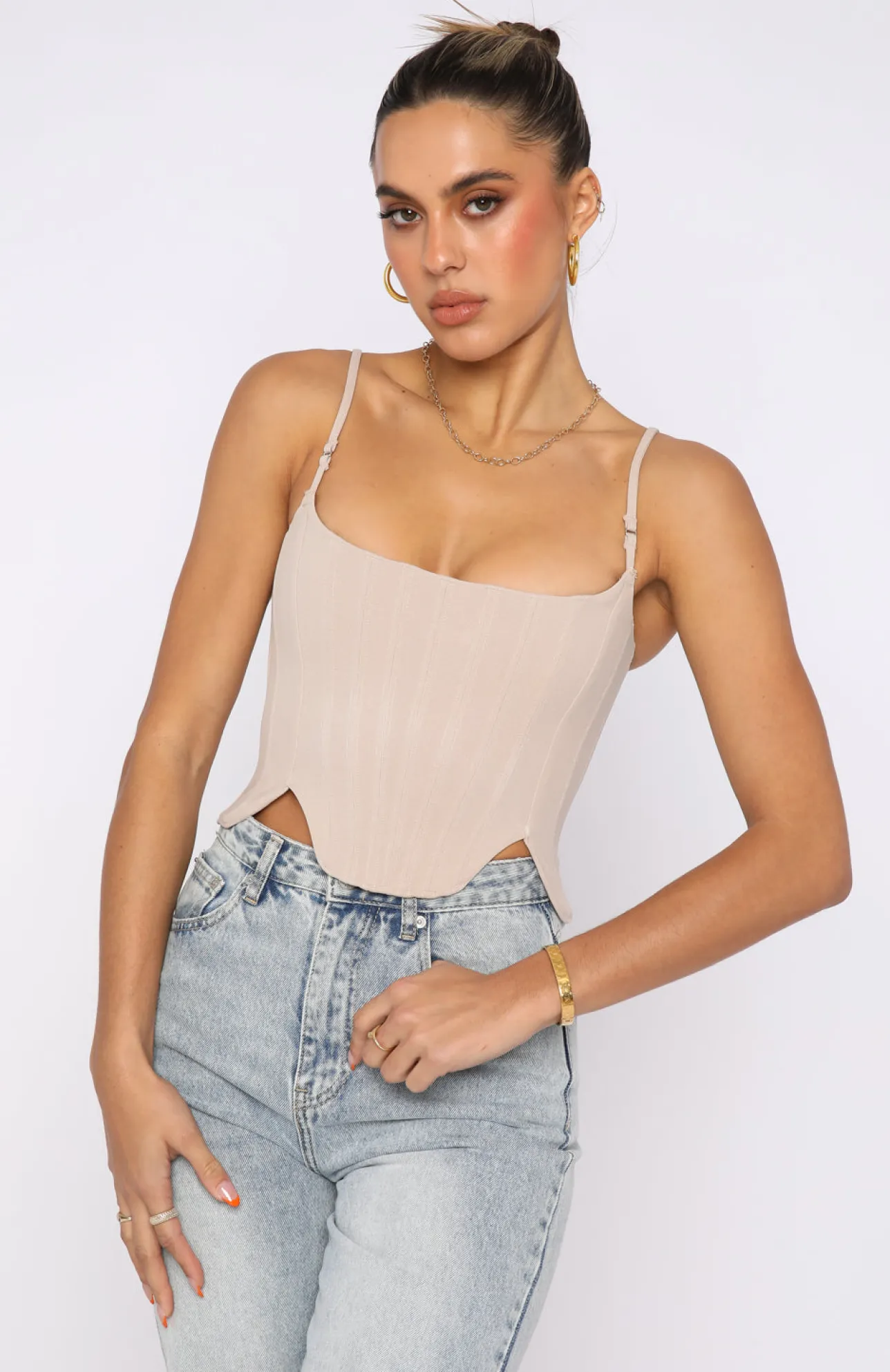 White Fox Boutique Living Large Bustier Beige nude Flash Sale