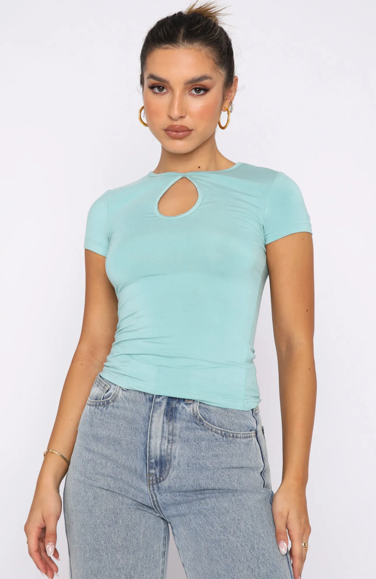 White Fox Boutique Looking Fine Tee Sage green Best Sale