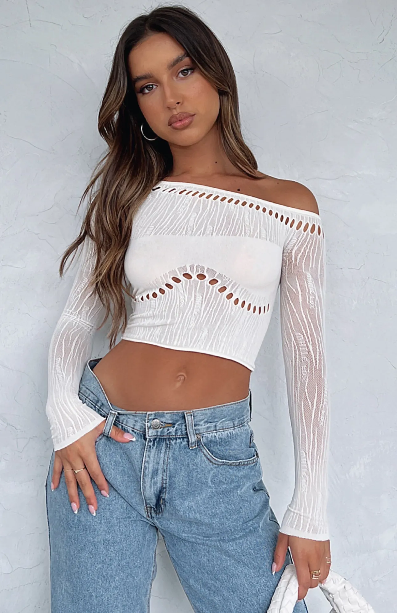 White Fox Boutique Losing Sleep Long Sleeve Top Snow white Hot