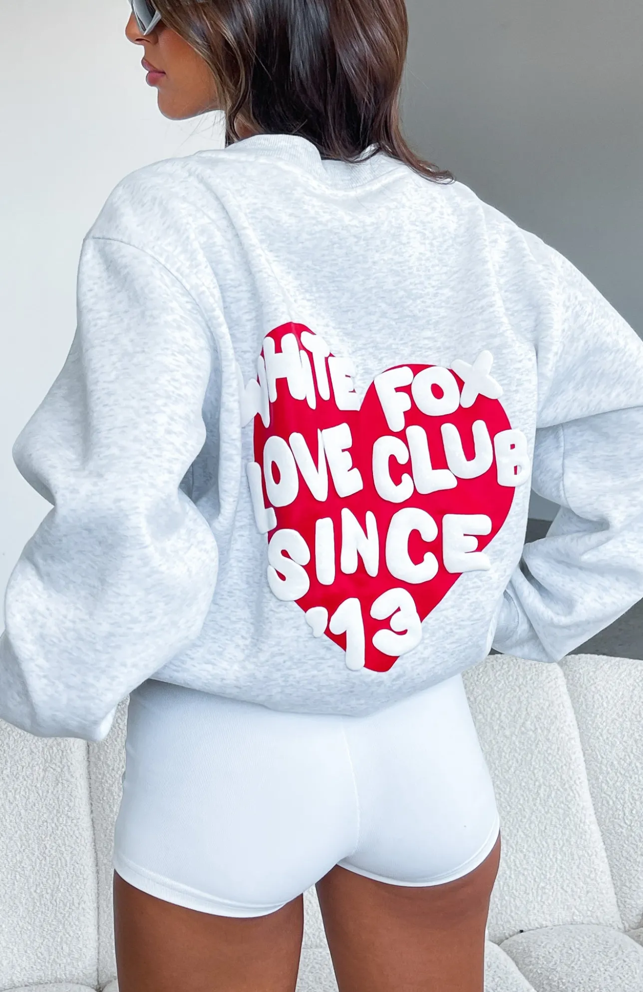 White Fox Boutique Love Club Oversized Sweater Marle grey Cheap