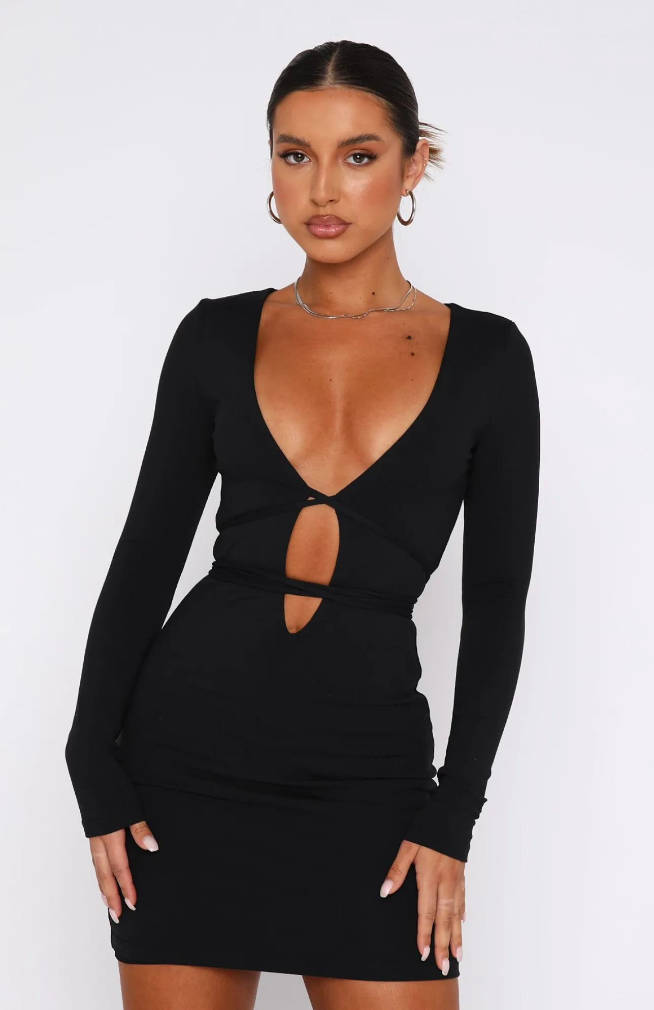 White Fox Boutique Love Fool Long Sleeve Mini Dress black Cheap