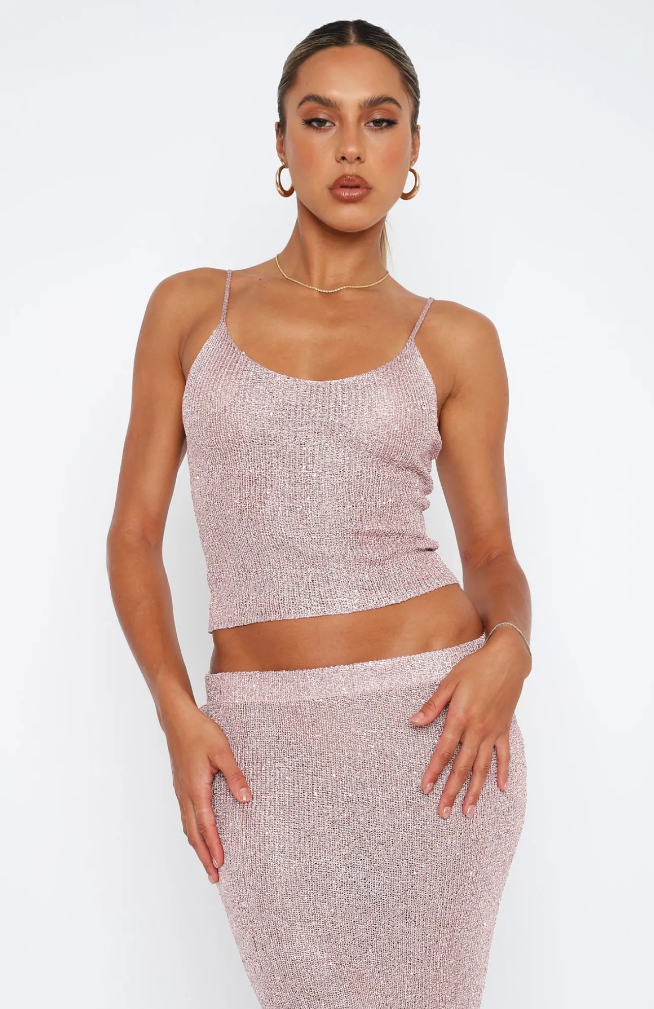 White Fox Boutique Love Galore Sequin Top pink Hot