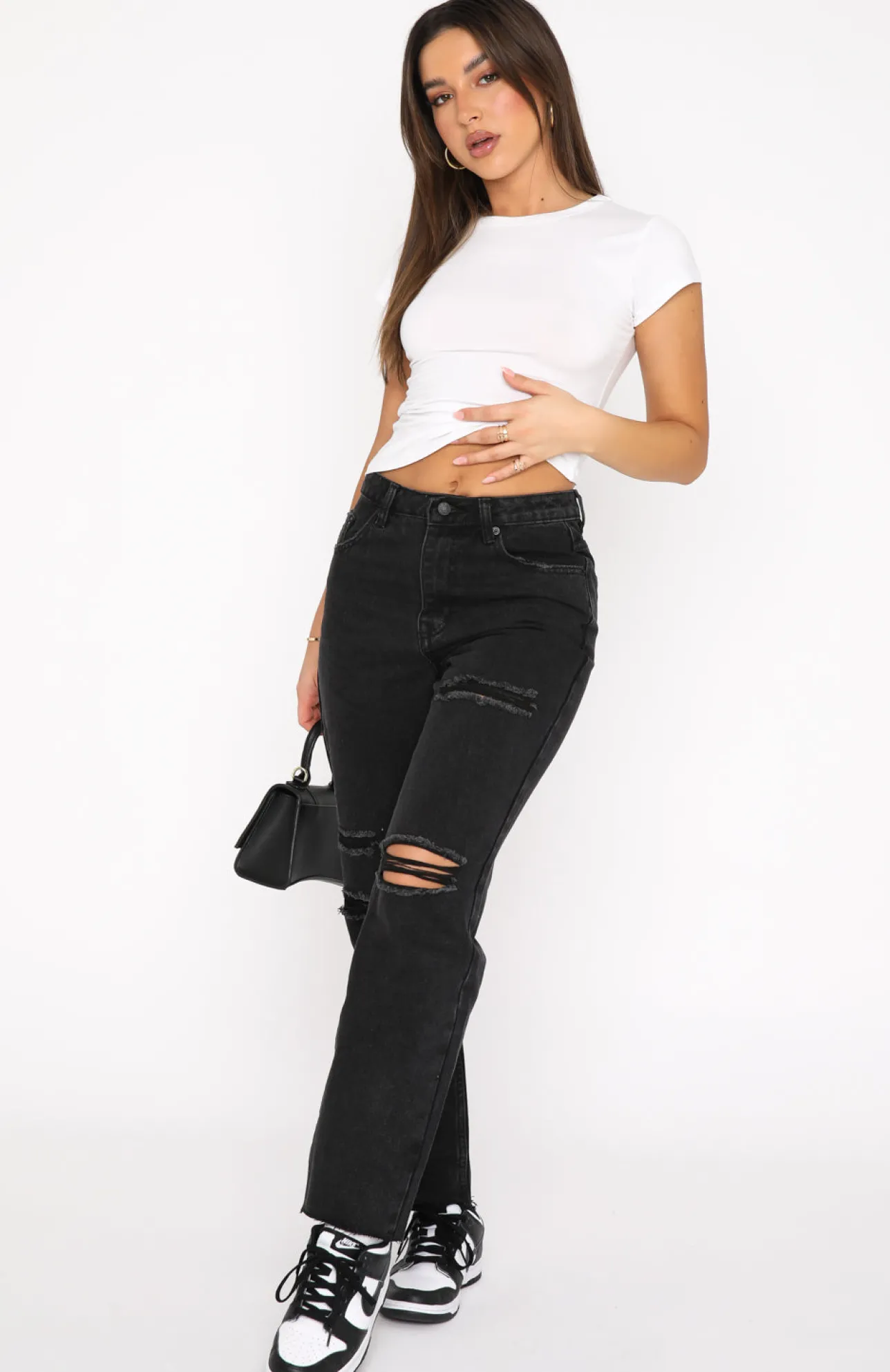 White Fox Boutique Love Stoned Boyfriend Jeans Vintage black New