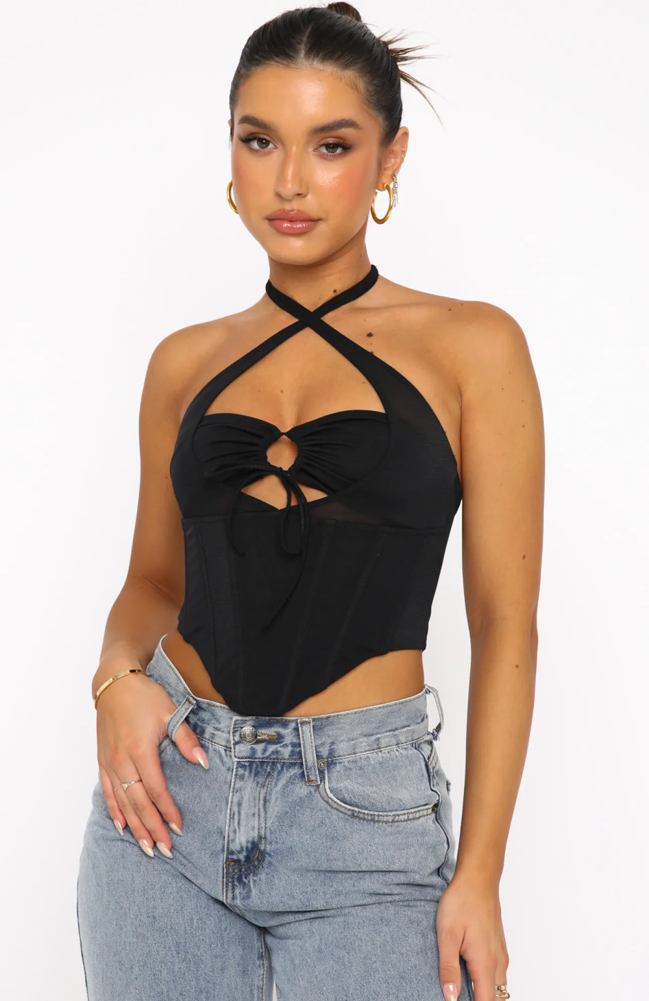 White Fox Boutique Love To Love Mesh Bustier black Store