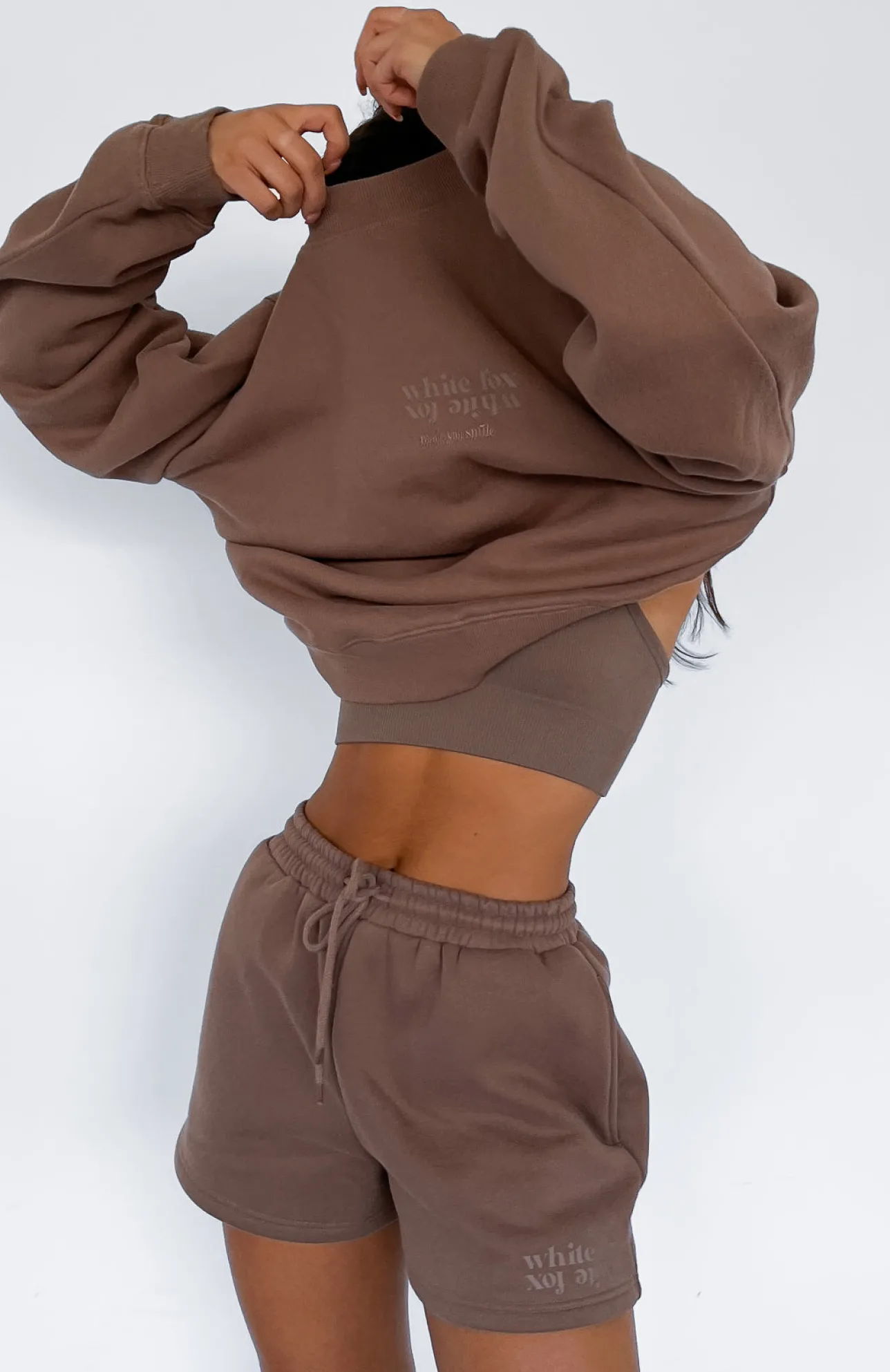 White Fox Boutique Made You Smile Lounge Shorts Mocha brown Sale