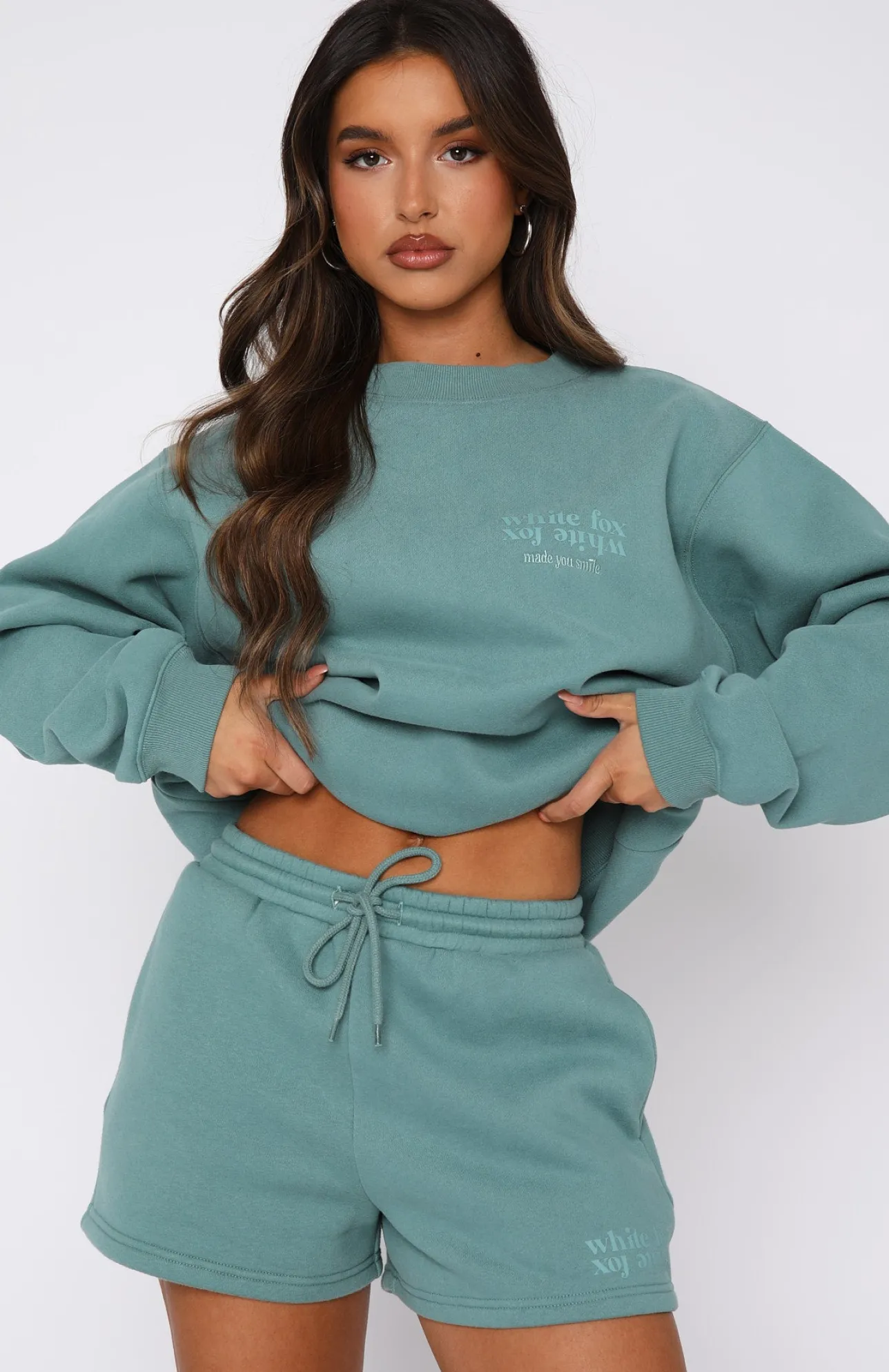 White Fox Boutique Made You Smile Lounge Shorts Teal green Shop