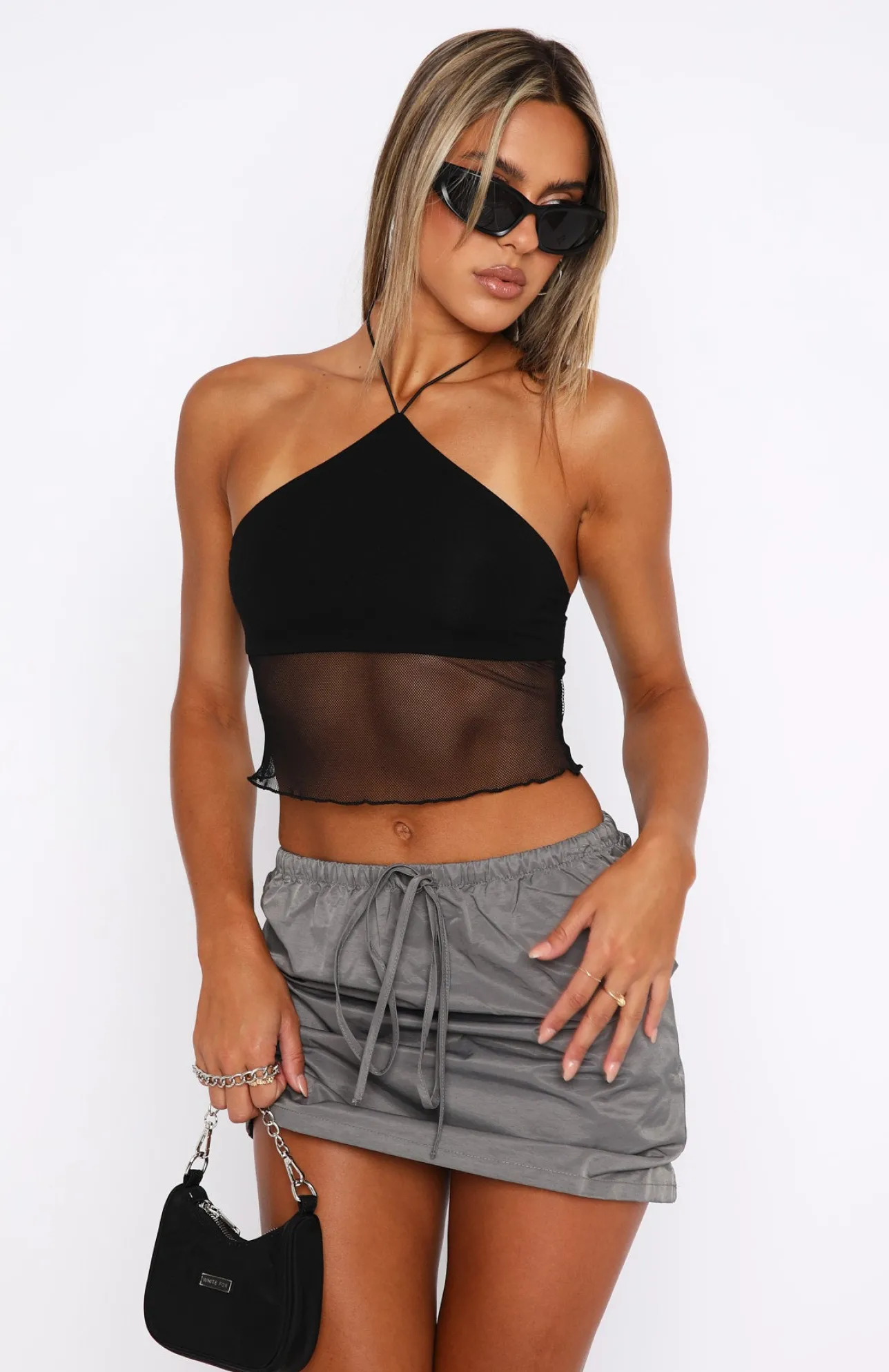White Fox Boutique Make A Statement Halter Top black Flash Sale