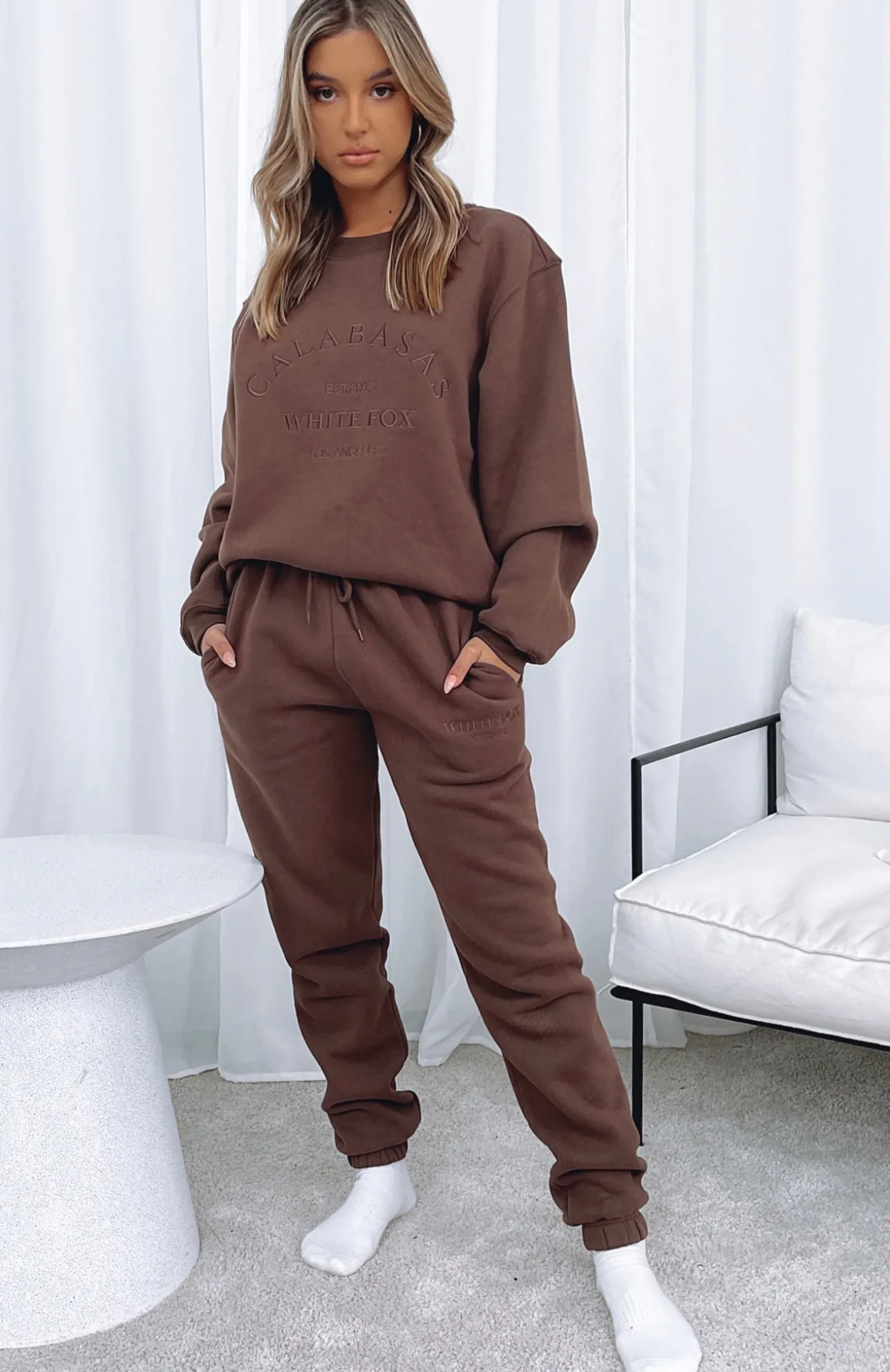 White Fox Boutique Make You Mine Sweatpants Chocolate brown Sale
