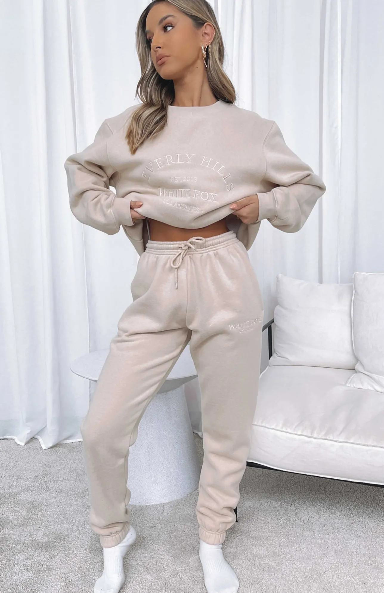 White Fox Boutique Make You Mine Sweatpants Sand nude Hot