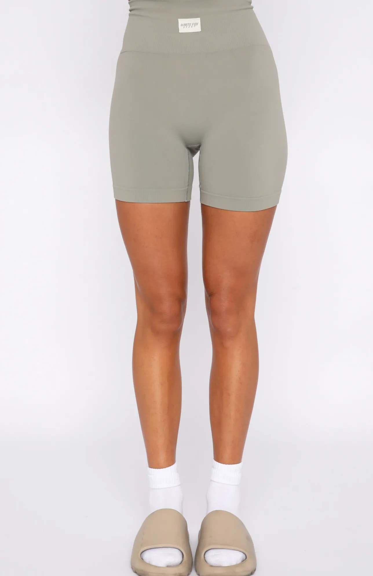 White Fox Boutique Making Moves Seamless High Waisted Shorts Smoke grey Shop
