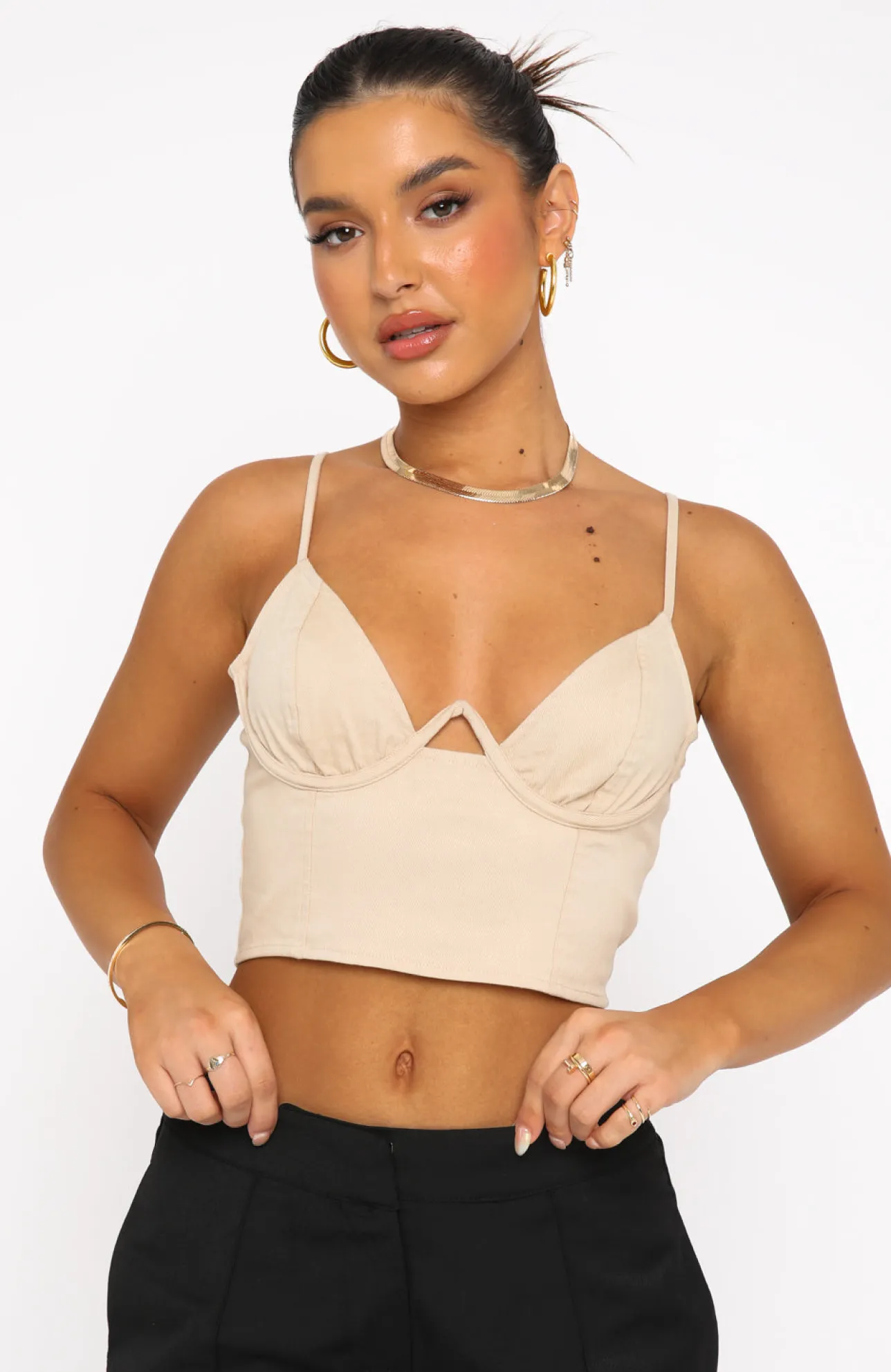 White Fox Boutique Midnight Oasis Bustier Oatmeal nude Best