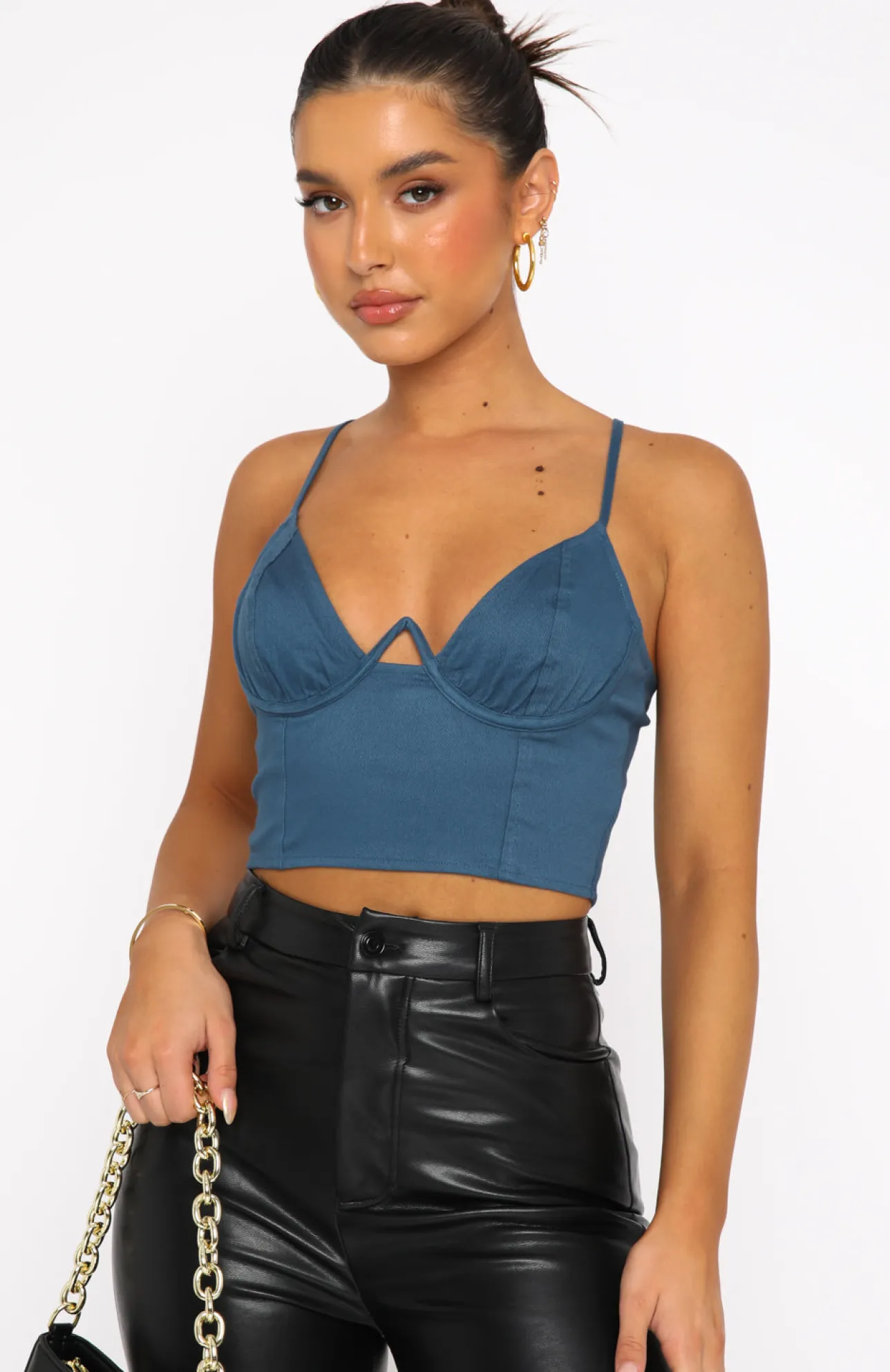 White Fox Boutique Midnight Oasis Bustier Steel blue Sale