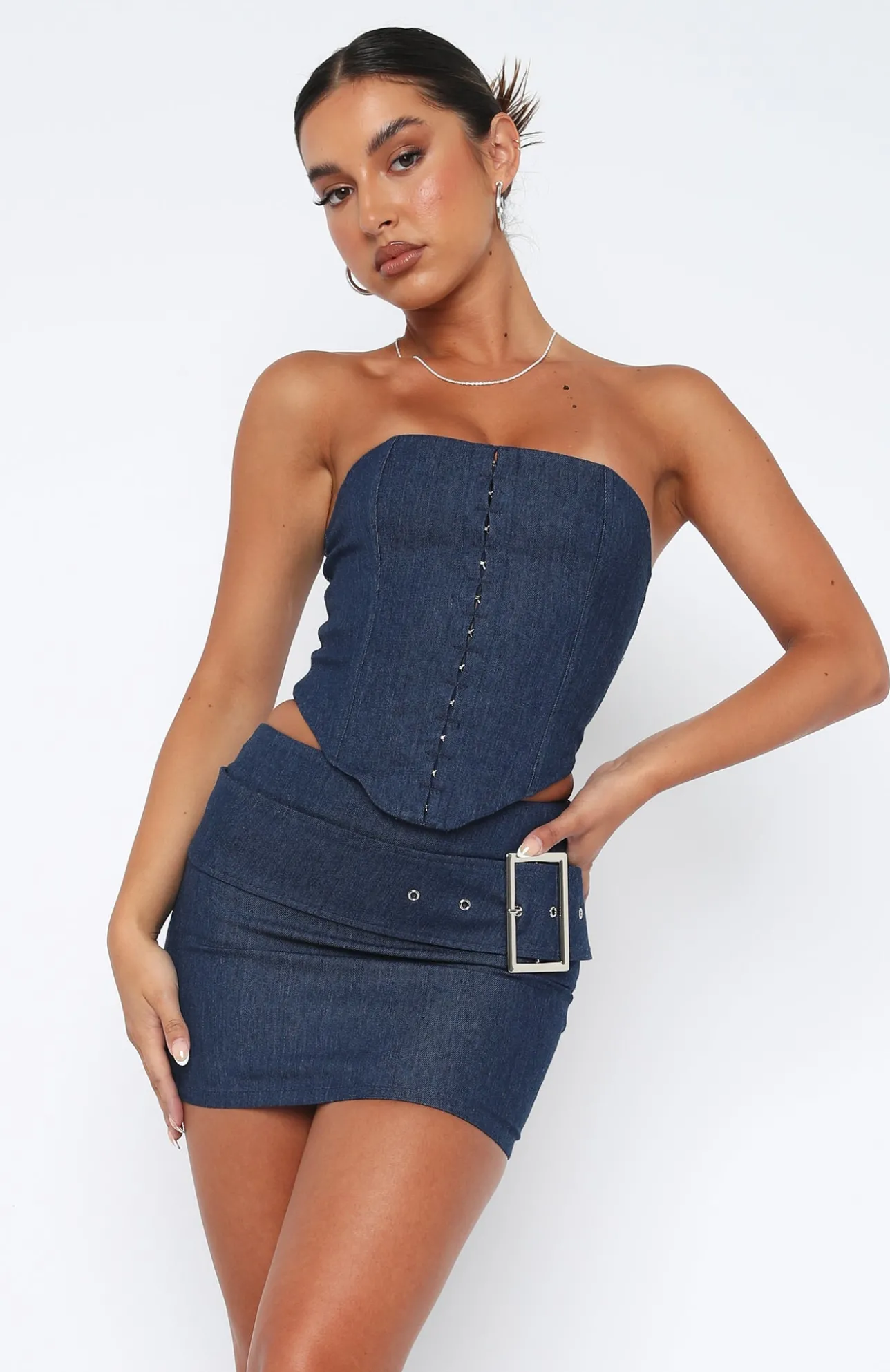 White Fox Boutique Miss You More Mini Skirt blue Flash Sale