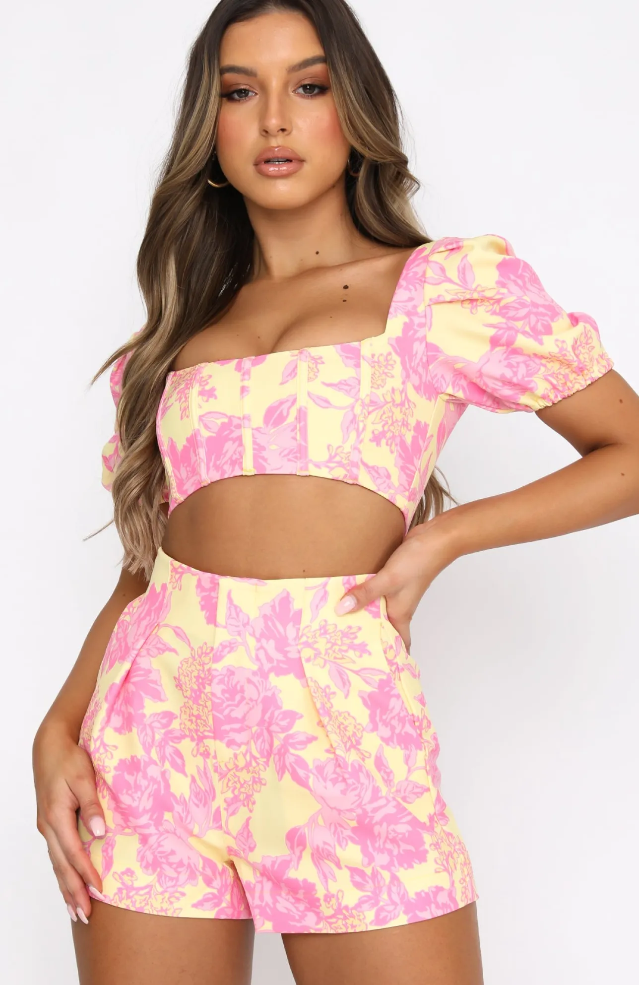 White Fox Boutique Moment To Remember Crop Summer Blossom multi Flash Sale