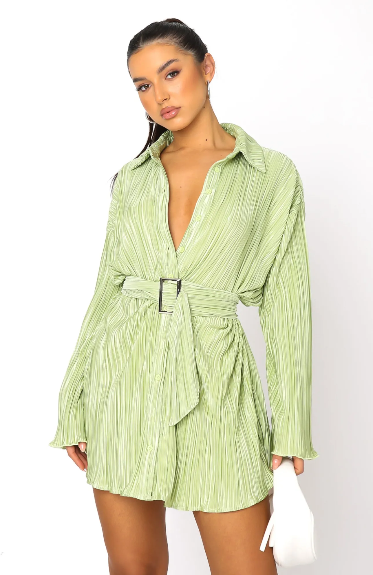 White Fox Boutique More About Me Mini Dress Pistachio green New